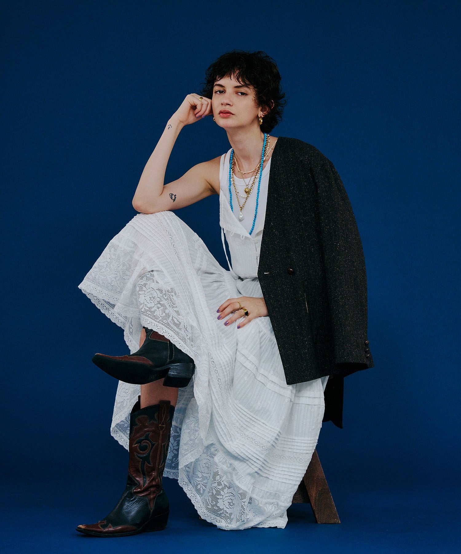 CREOLME/SILK NEP TWEED JACKET