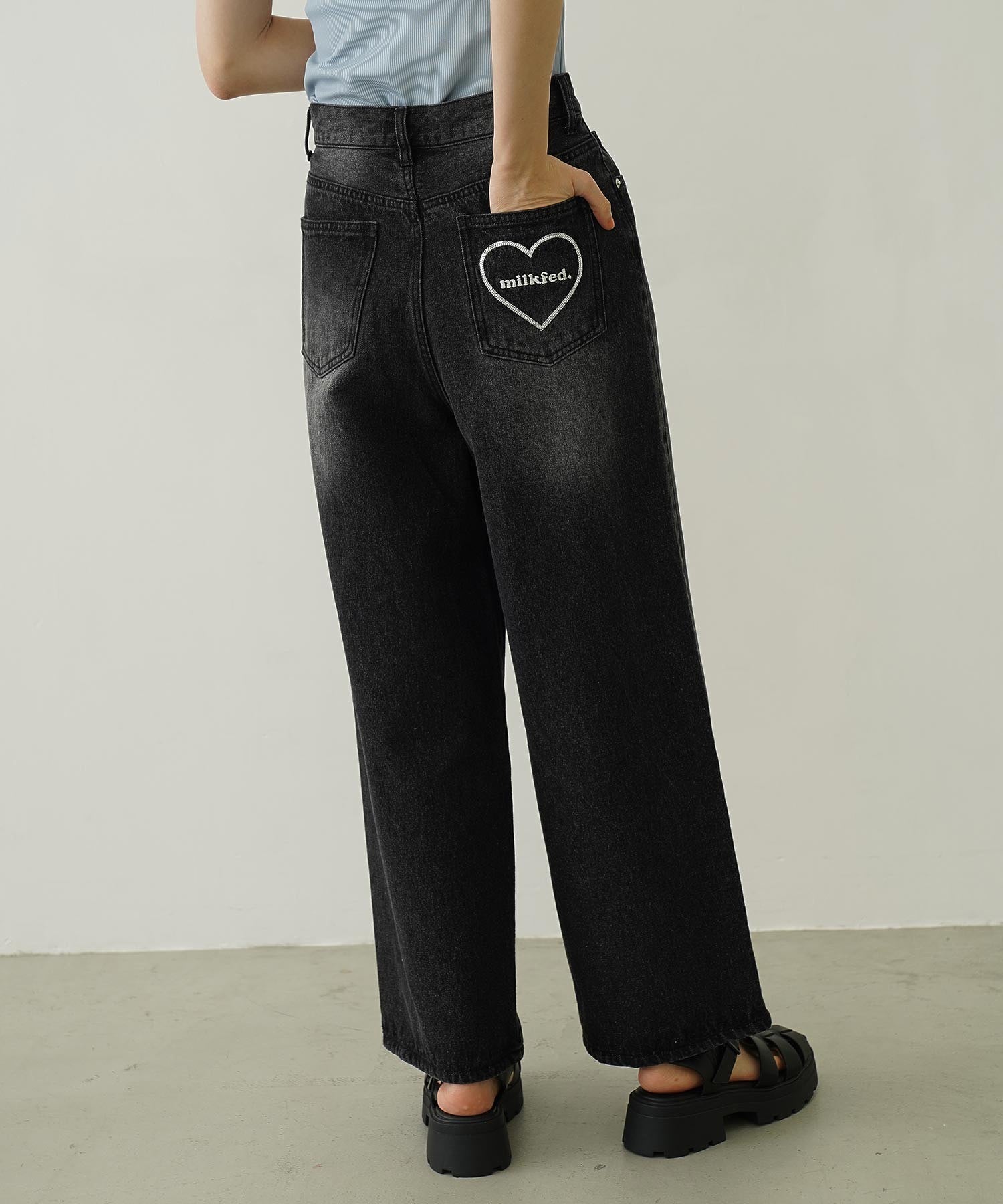 COOPER HEART WIDE DENIM PANTS