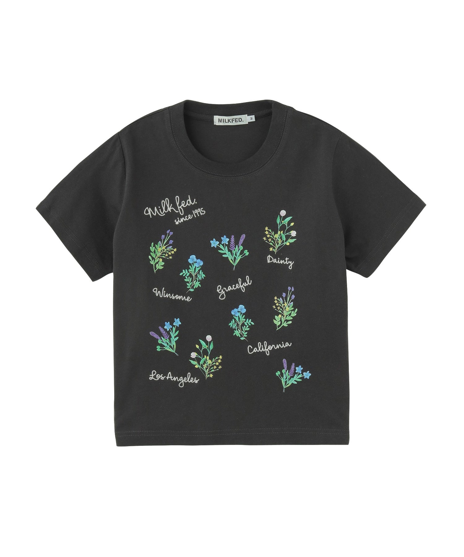 FLOWER PRINT AND EMBROIDERY COMPACT S/S TEE