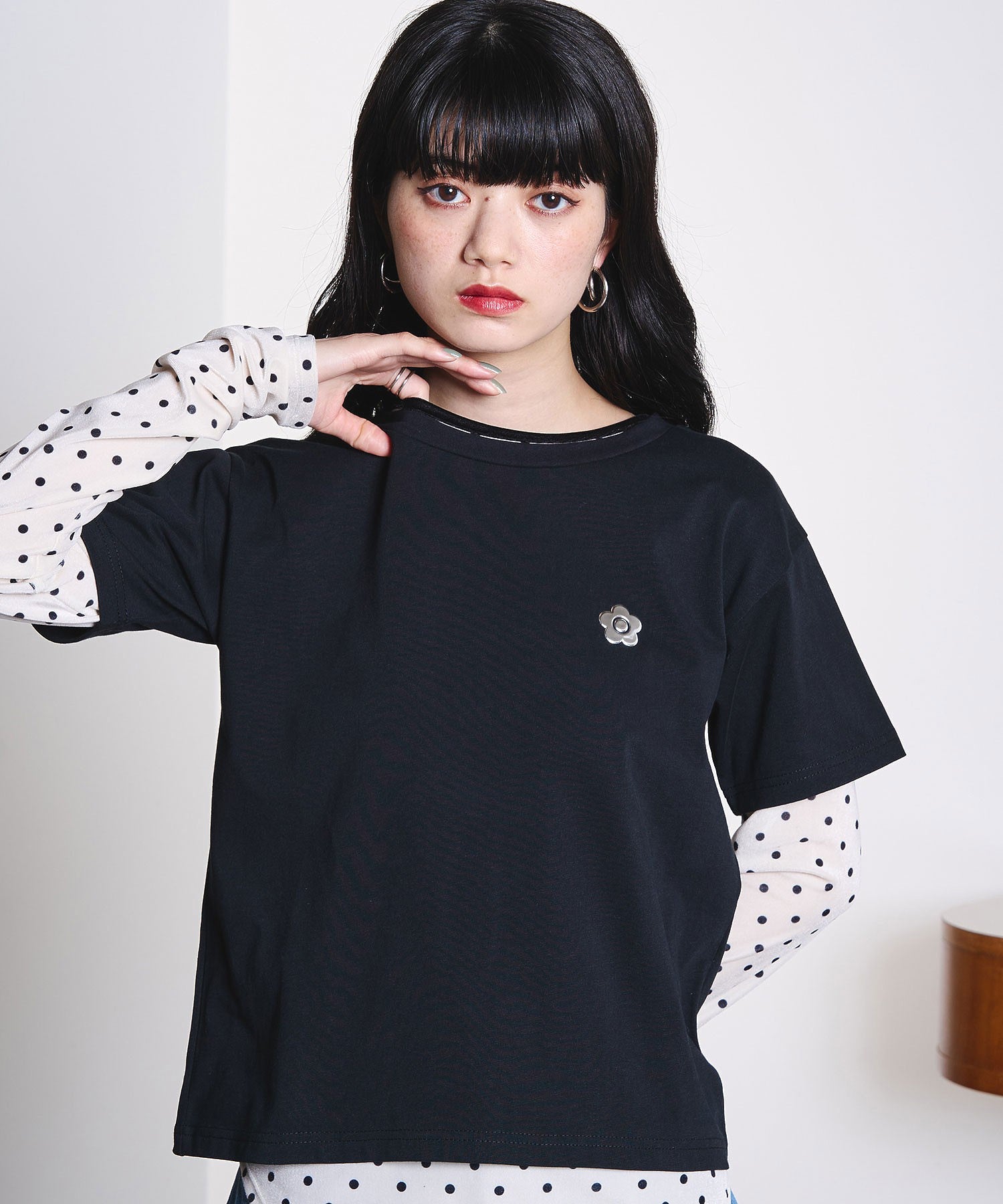 【ROSE BUD別注】MARY QUANT/BACK APPLIQUE T-SHIRT