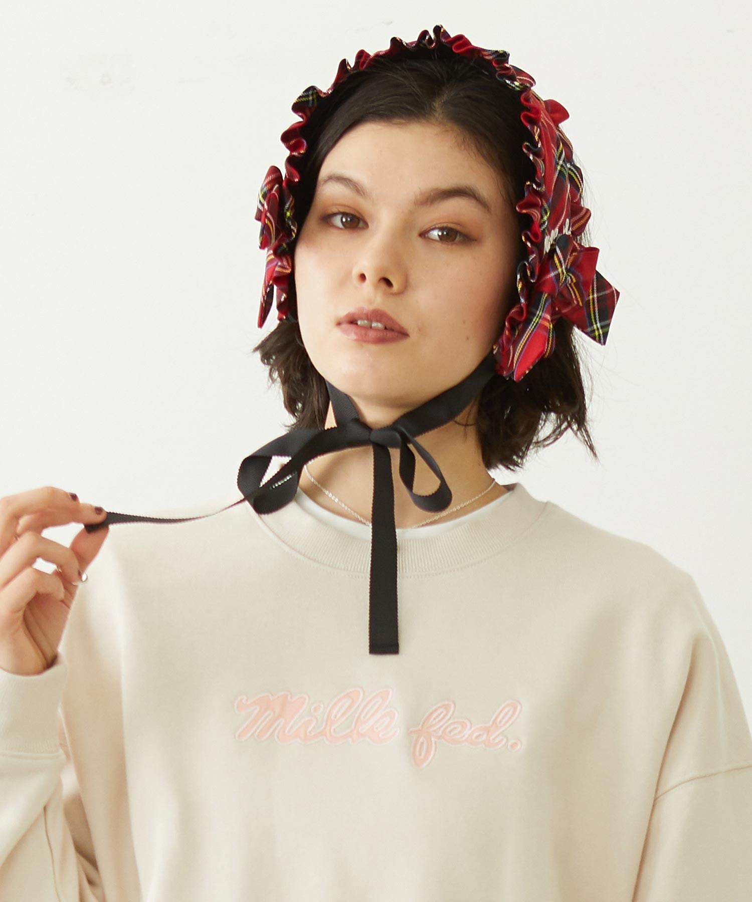 FRILLED TARTAN EARMUFFS