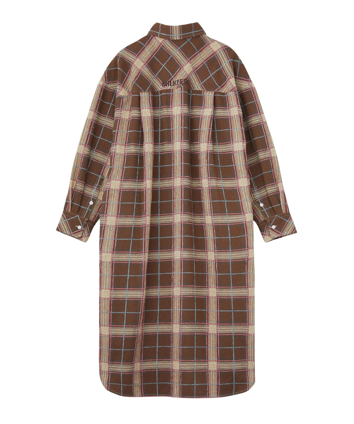 LOGO PLAID SHIRT DRESS