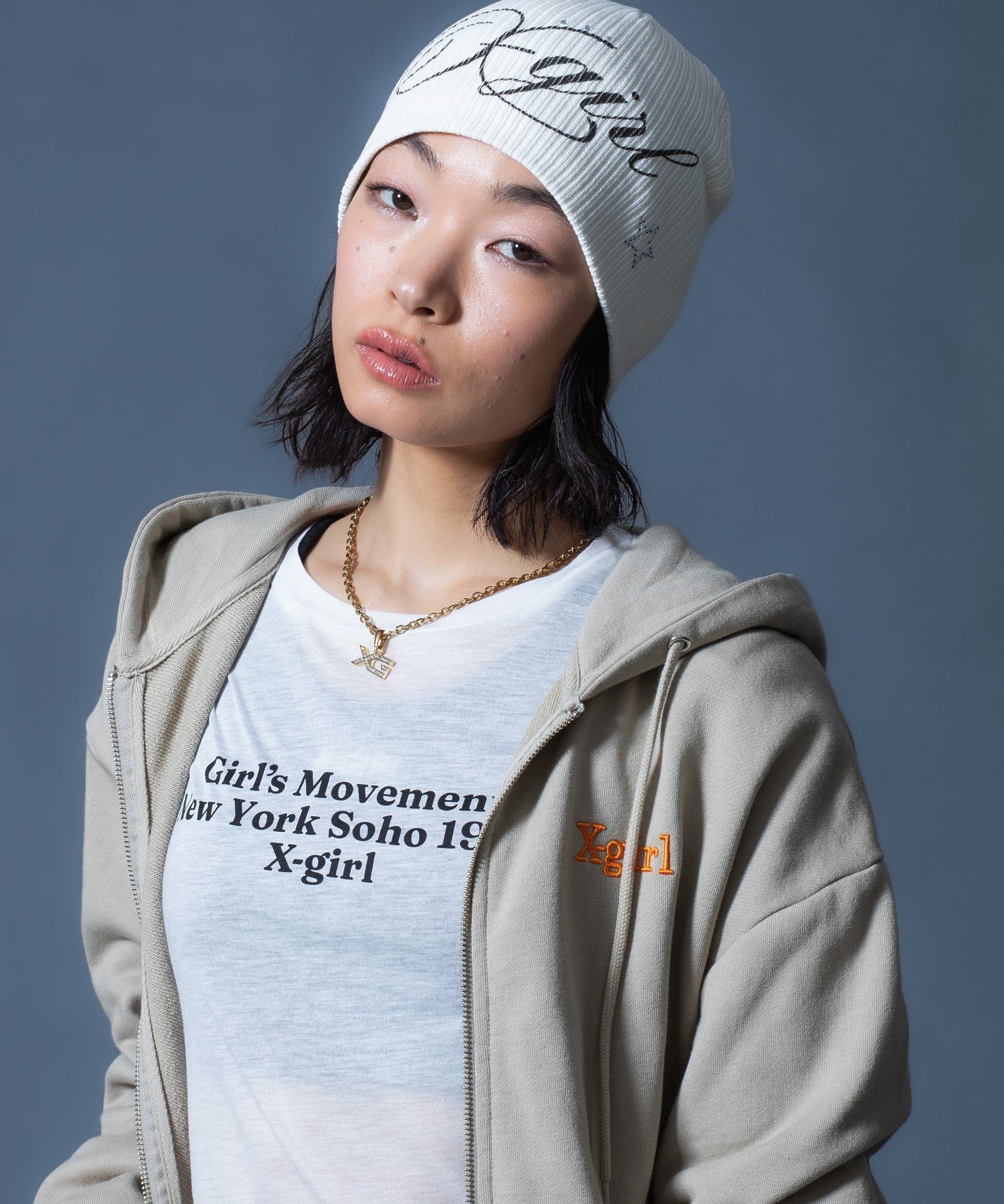 EMBROIDERED LOGO ZIP UP SWEAT HOODIE