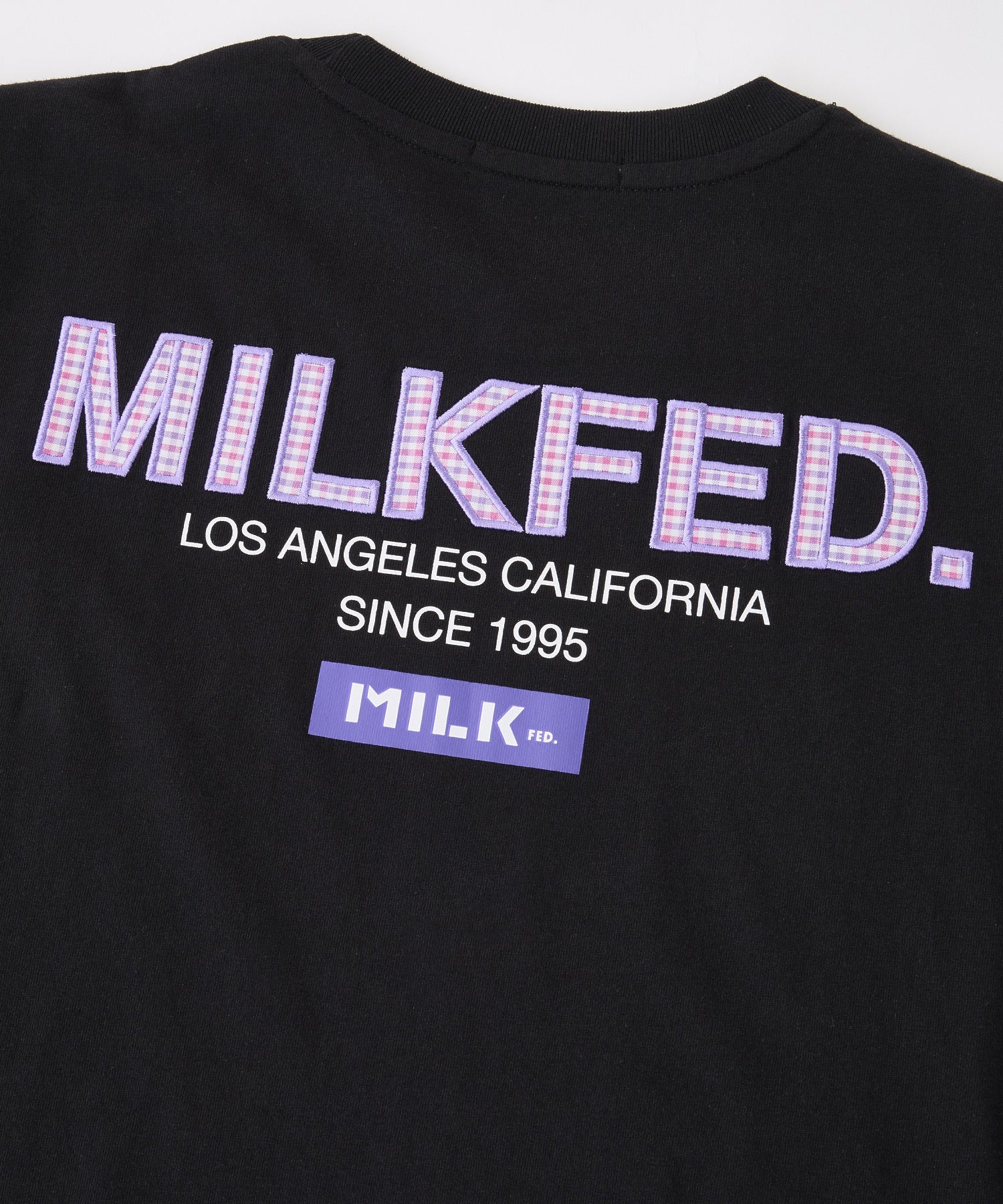 MILKFED. PLAID LOGO WIDE S/S TEE