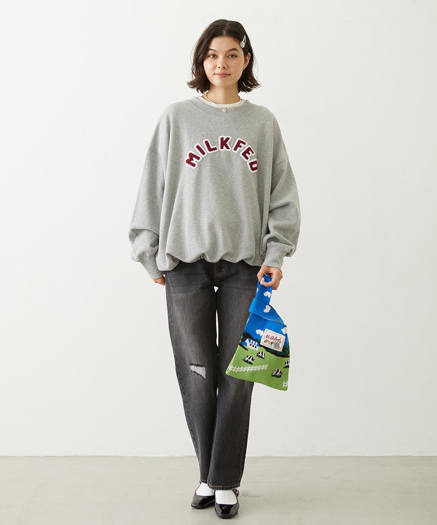 PATCH DRAWSTRING BIG SWEAT TOP