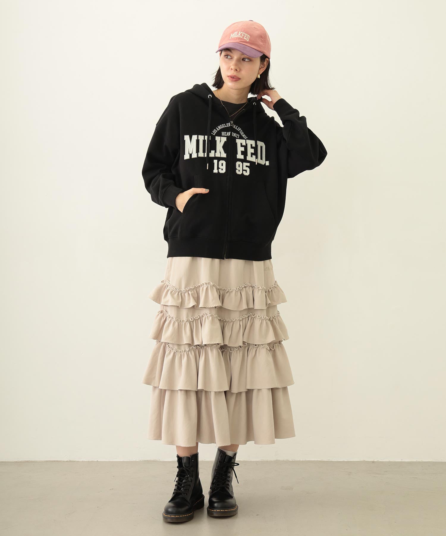 COLLEGE PATCH ZIP UP HOODIE