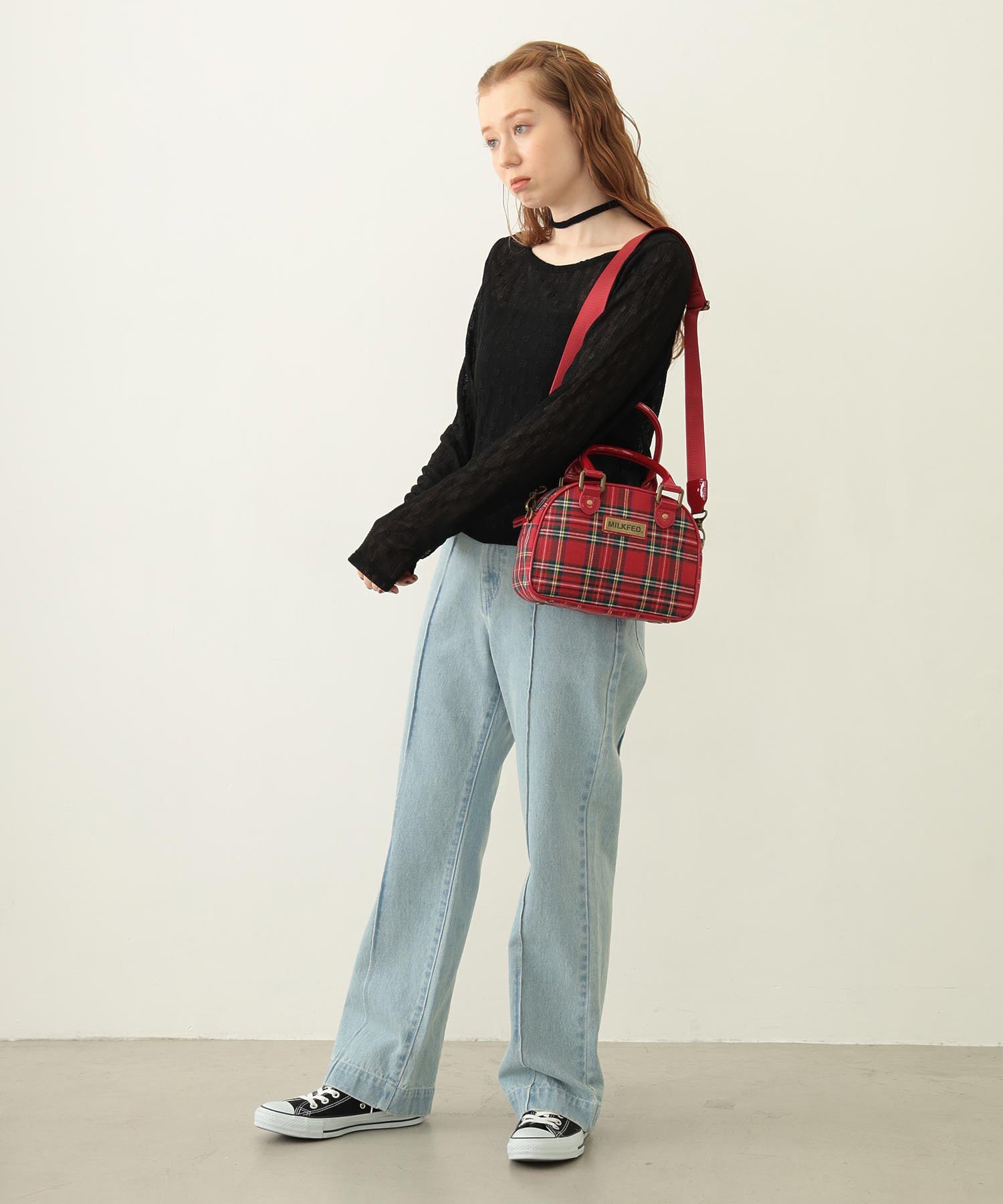 PLAID PATTERN BOSTON BAG