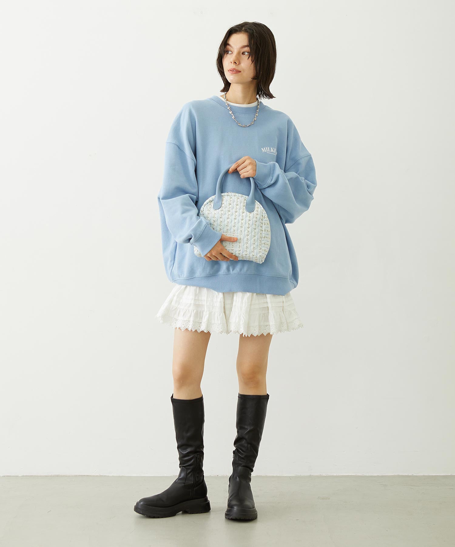 STRIPED FLOWER QUILTED BAG