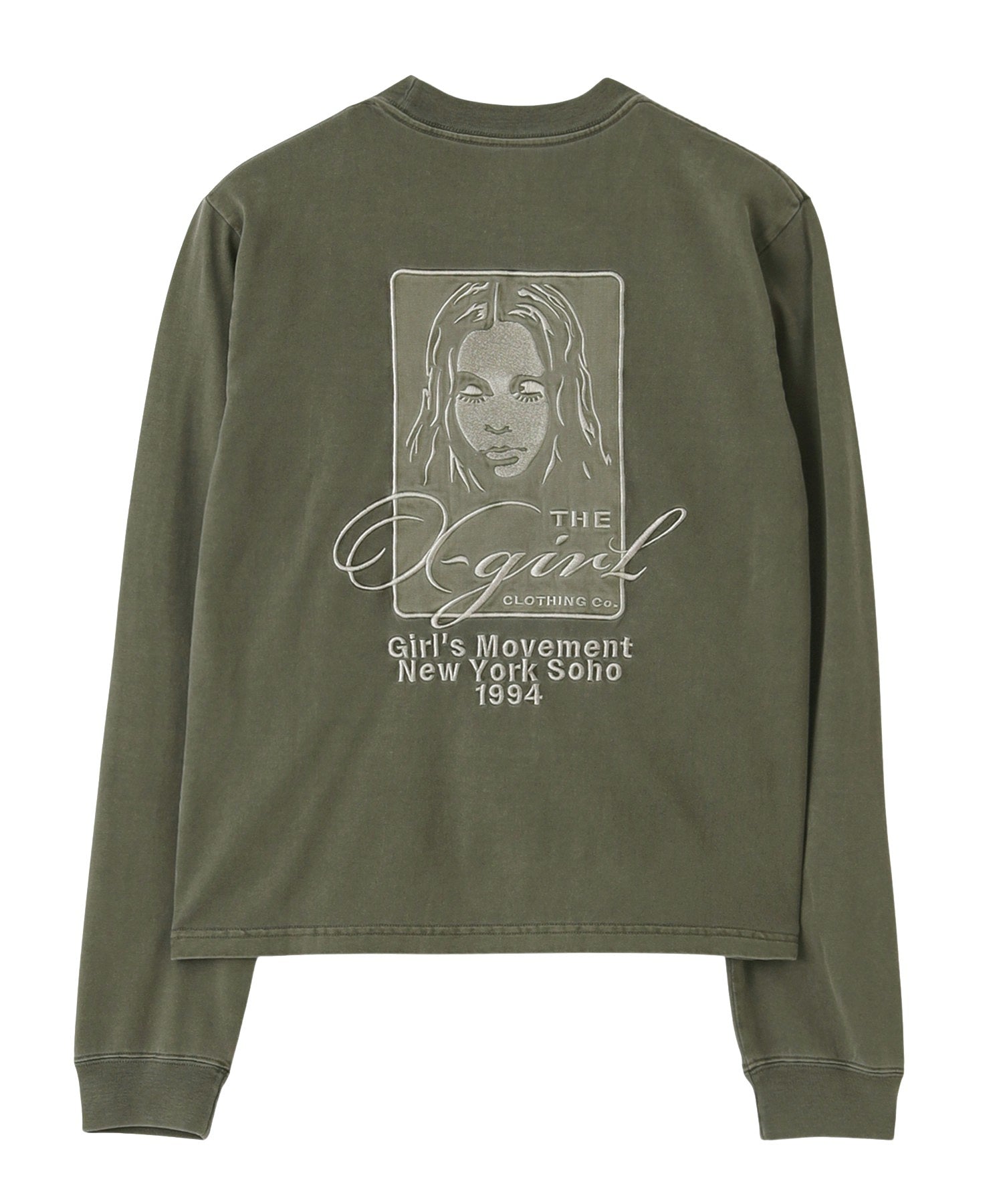 PIGMENT DYED FACE AND LOGO SQUARE PATCH L/S TEE