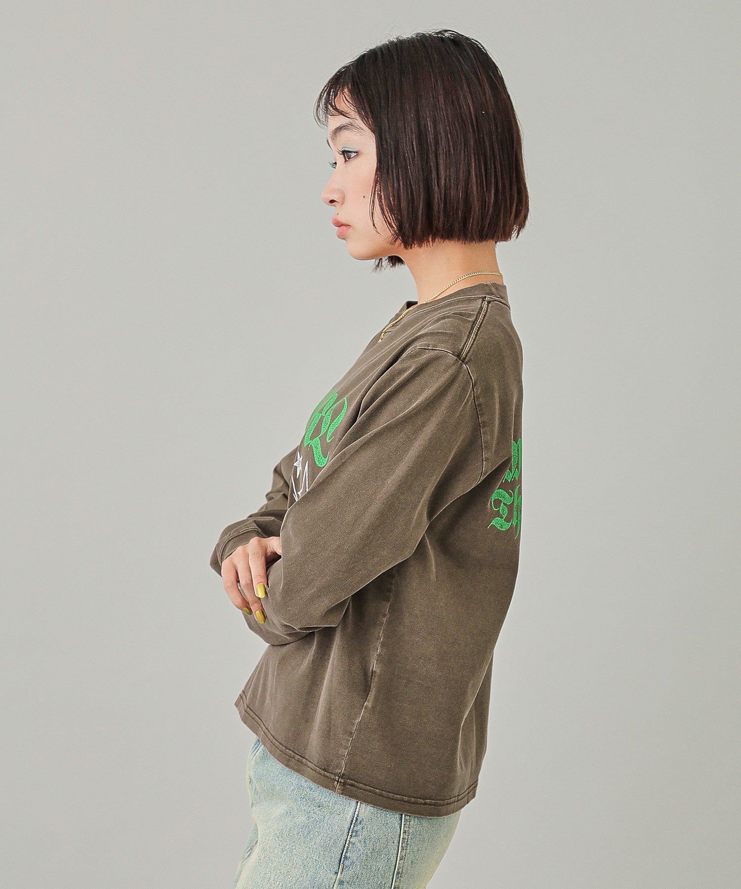 STAR AND FACE LOGO FADED L/S TEE