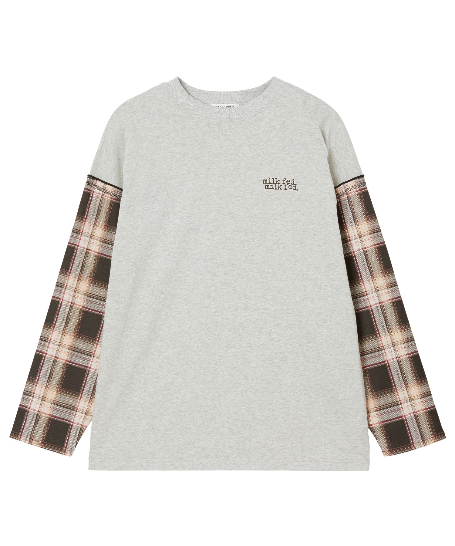 PLAID SLEEVES L/S TOP