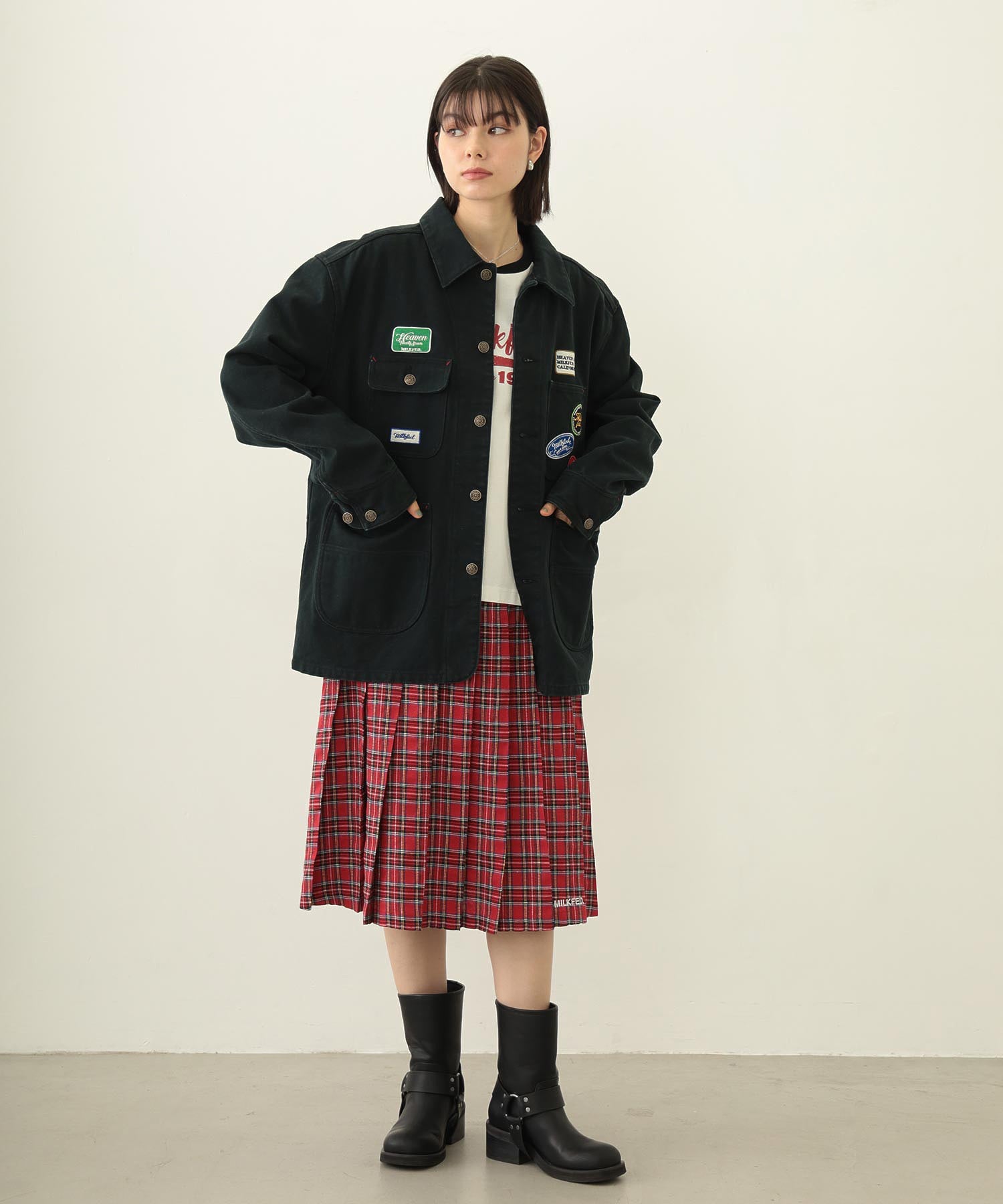 PLEATED PLAID SKIRT