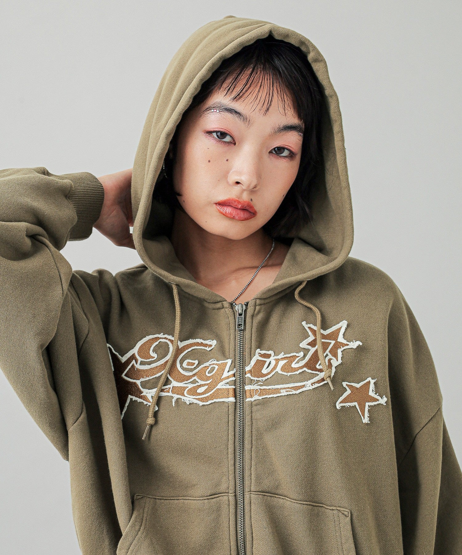 X-girl STAR LOGO ZIP UP HOODIE