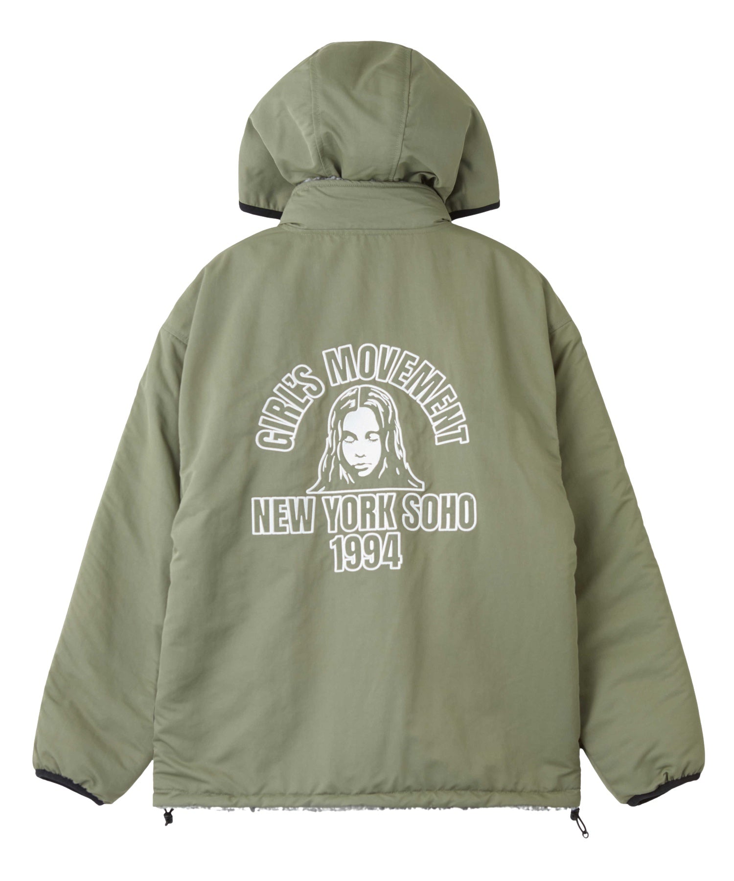 BRUSHED COLLAGE GRAPHIC REVERSIBLE BOA BLOUSON
