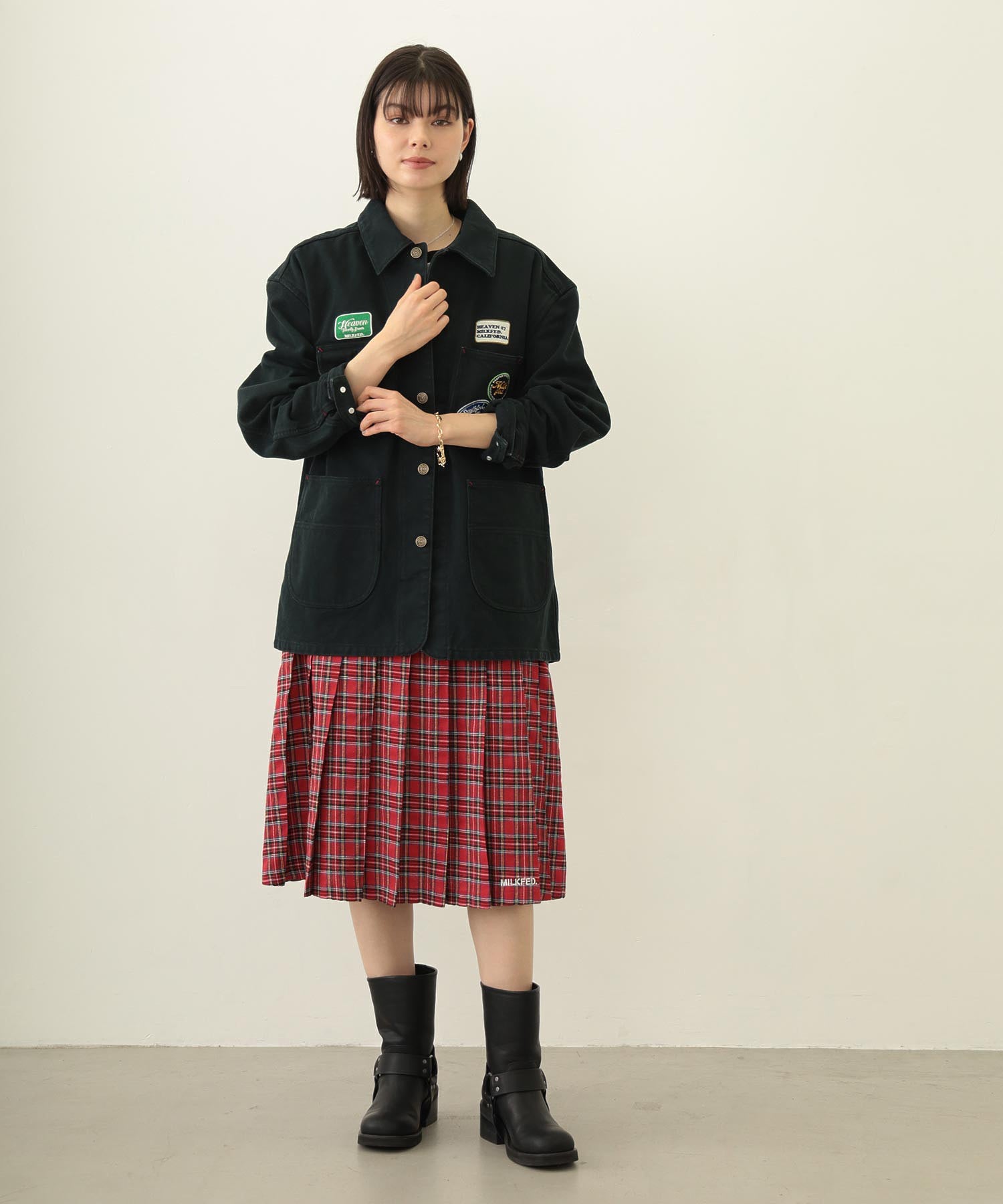 PLEATED PLAID SKIRT