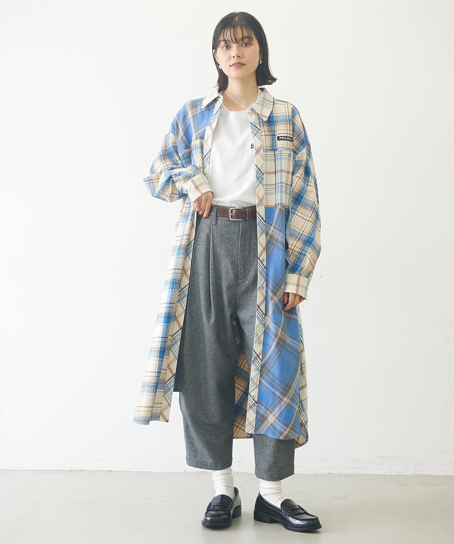 PLAID PATCHWORK SHIRT DRESS