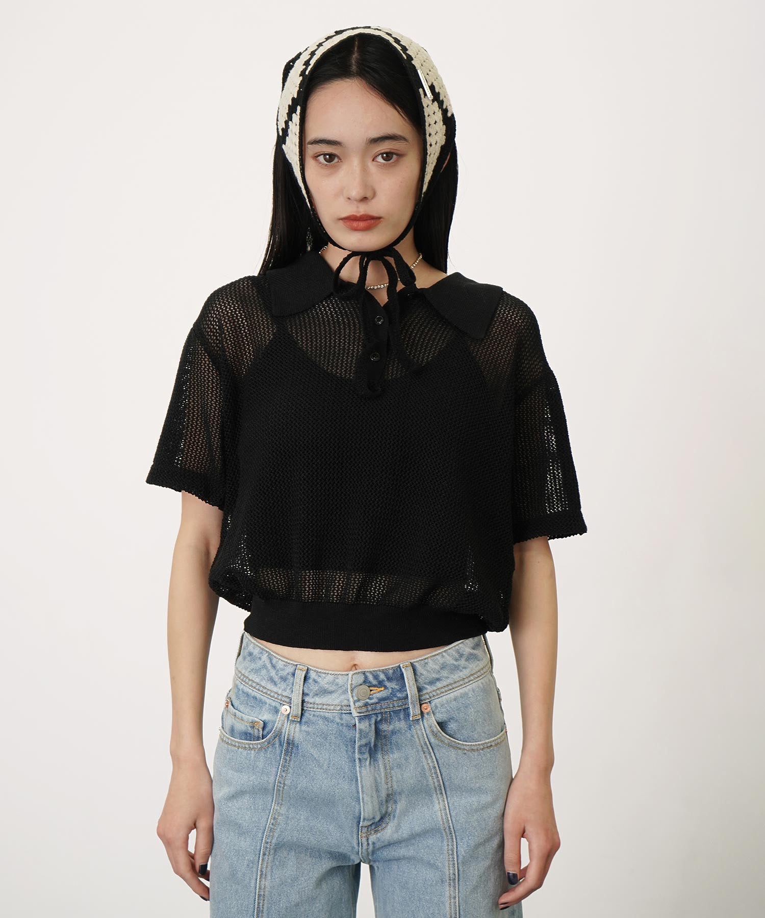 メッシュニットポロシャツ