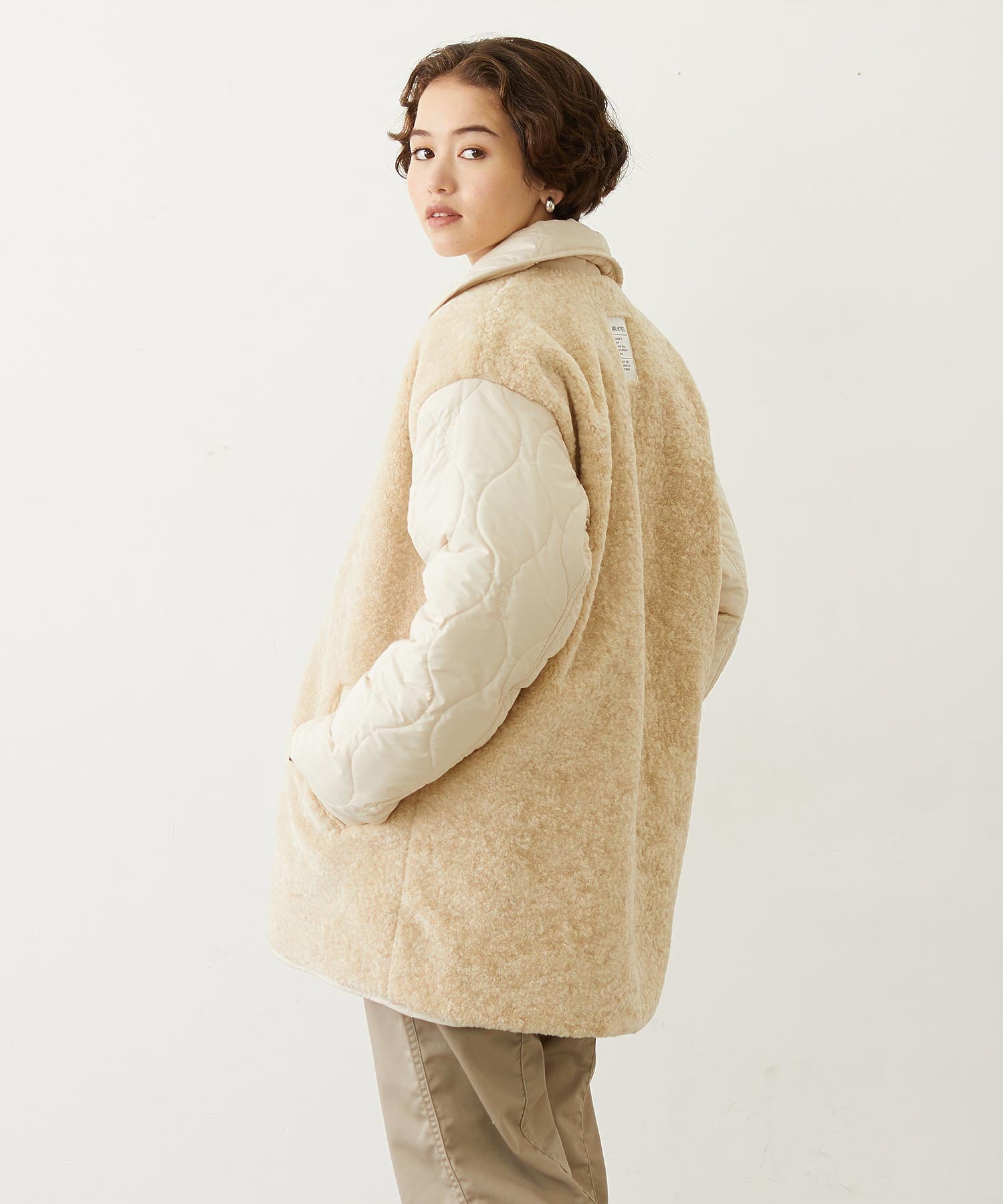REVERSIBLE QUILTED LOGO LONG COAT