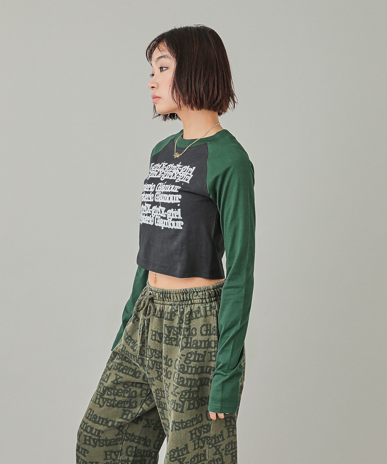 X-girl x HYSTERIC GLAMOUR L/S RAGLAN COMPACT TOP