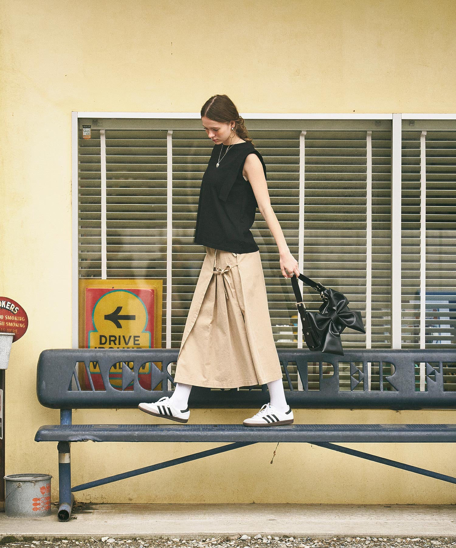 CHINO TUCK LONG SKIRT