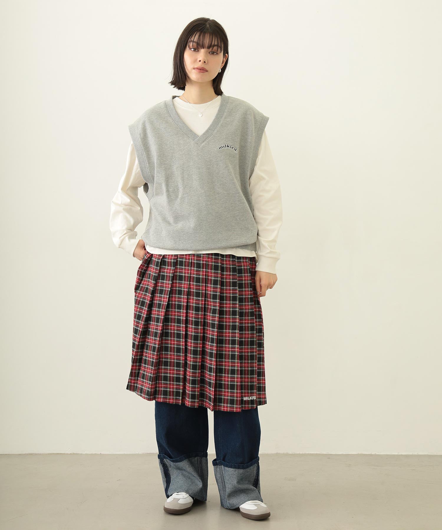 PLEATED PLAID SKIRT