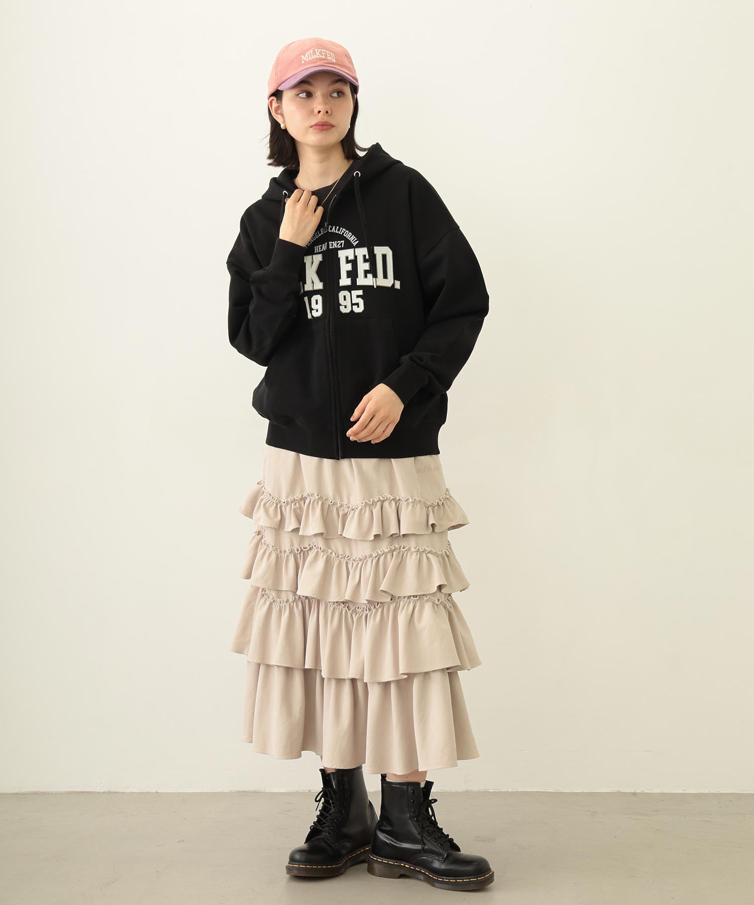 COLLEGE PATCH ZIP UP HOODIE