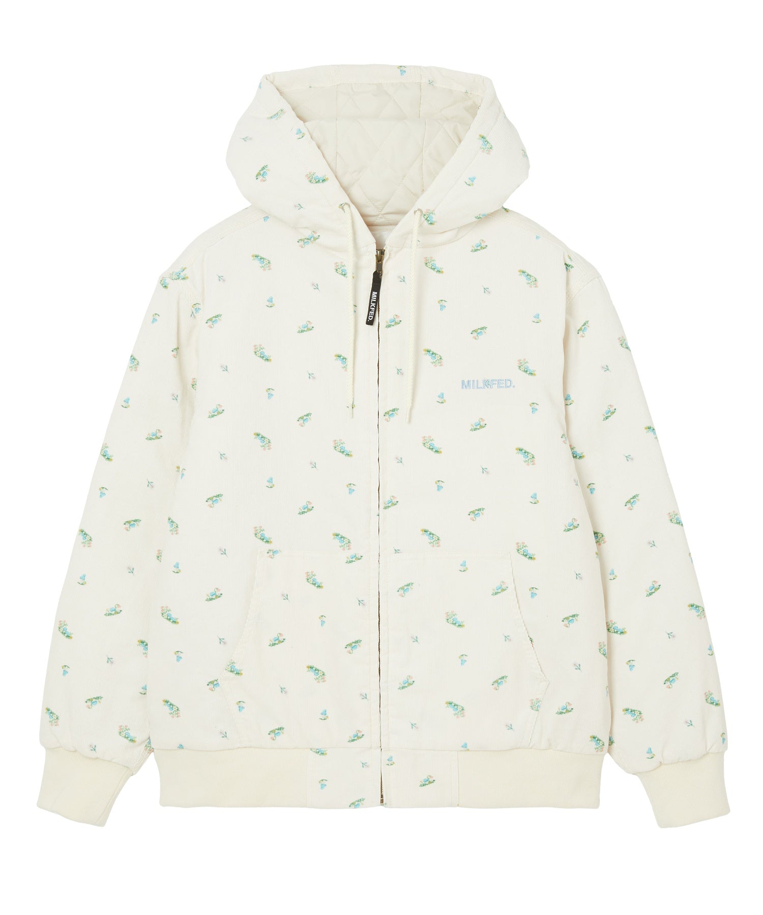 LOGO EMBROIDERED CORDUROY HOODED JACKET