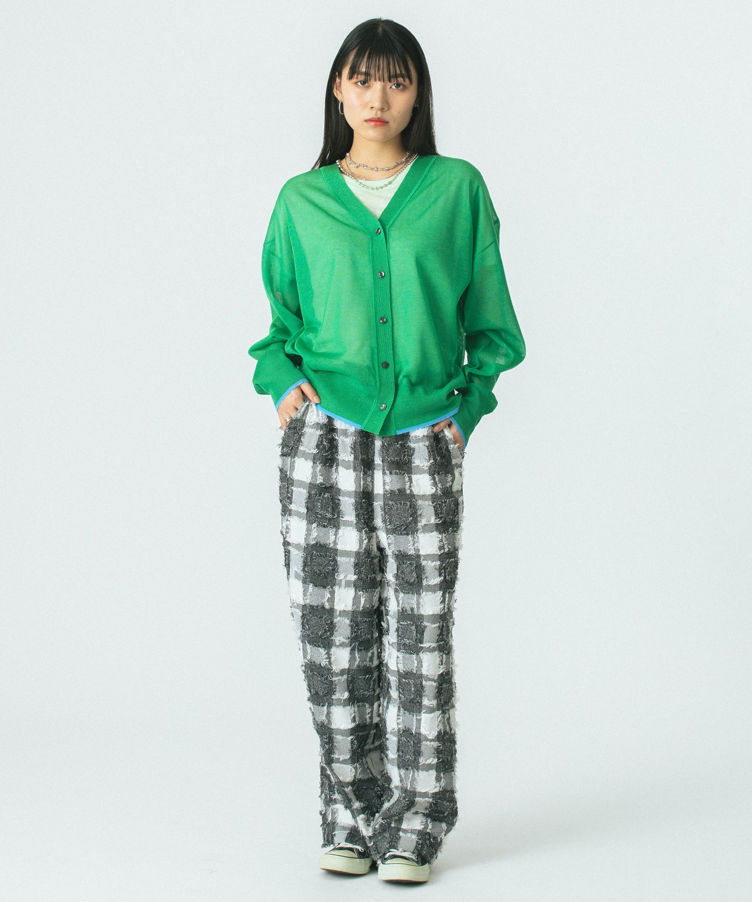 チェックイージーパンツ