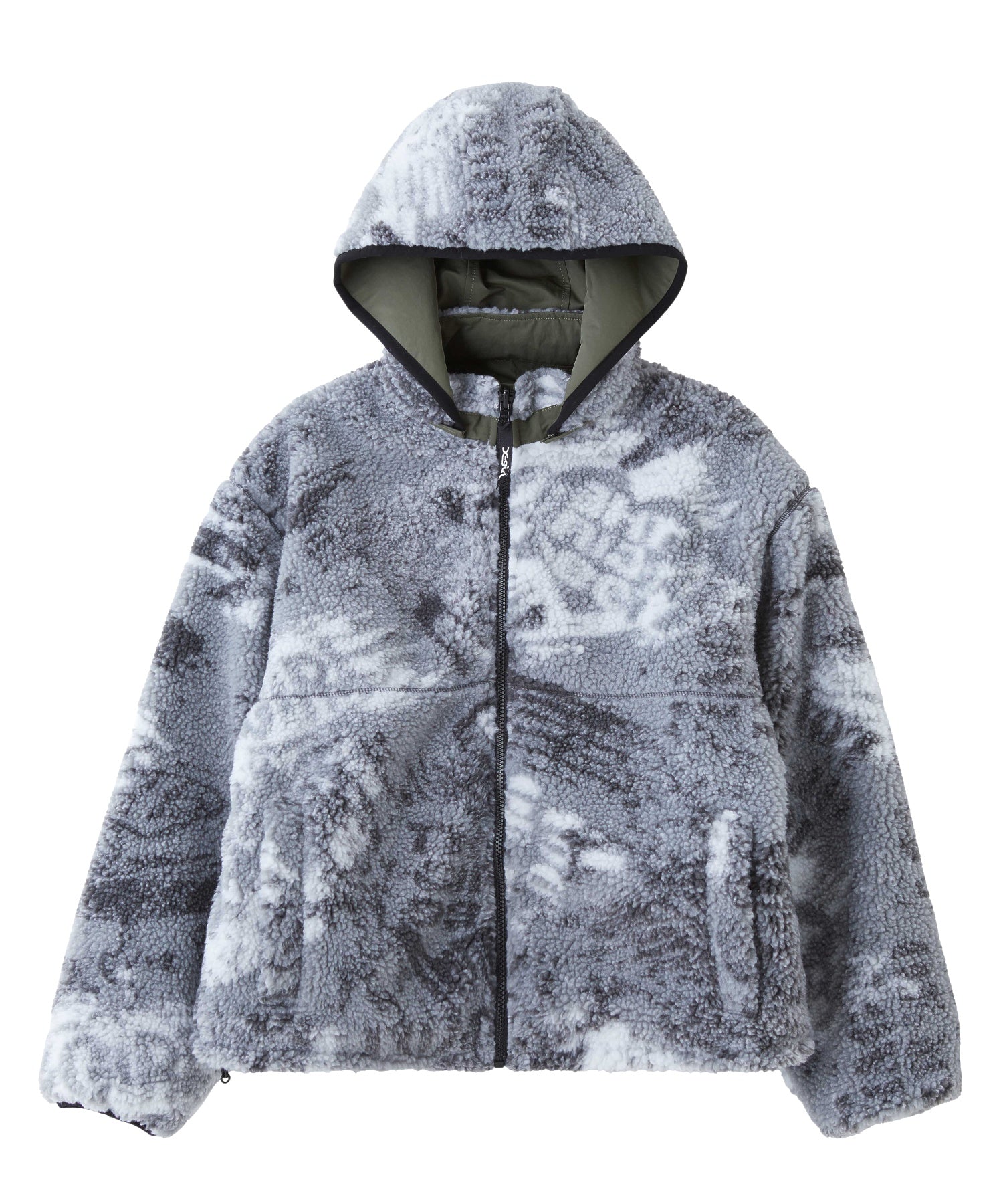 BRUSHED COLLAGE GRAPHIC REVERSIBLE BOA BLOUSON