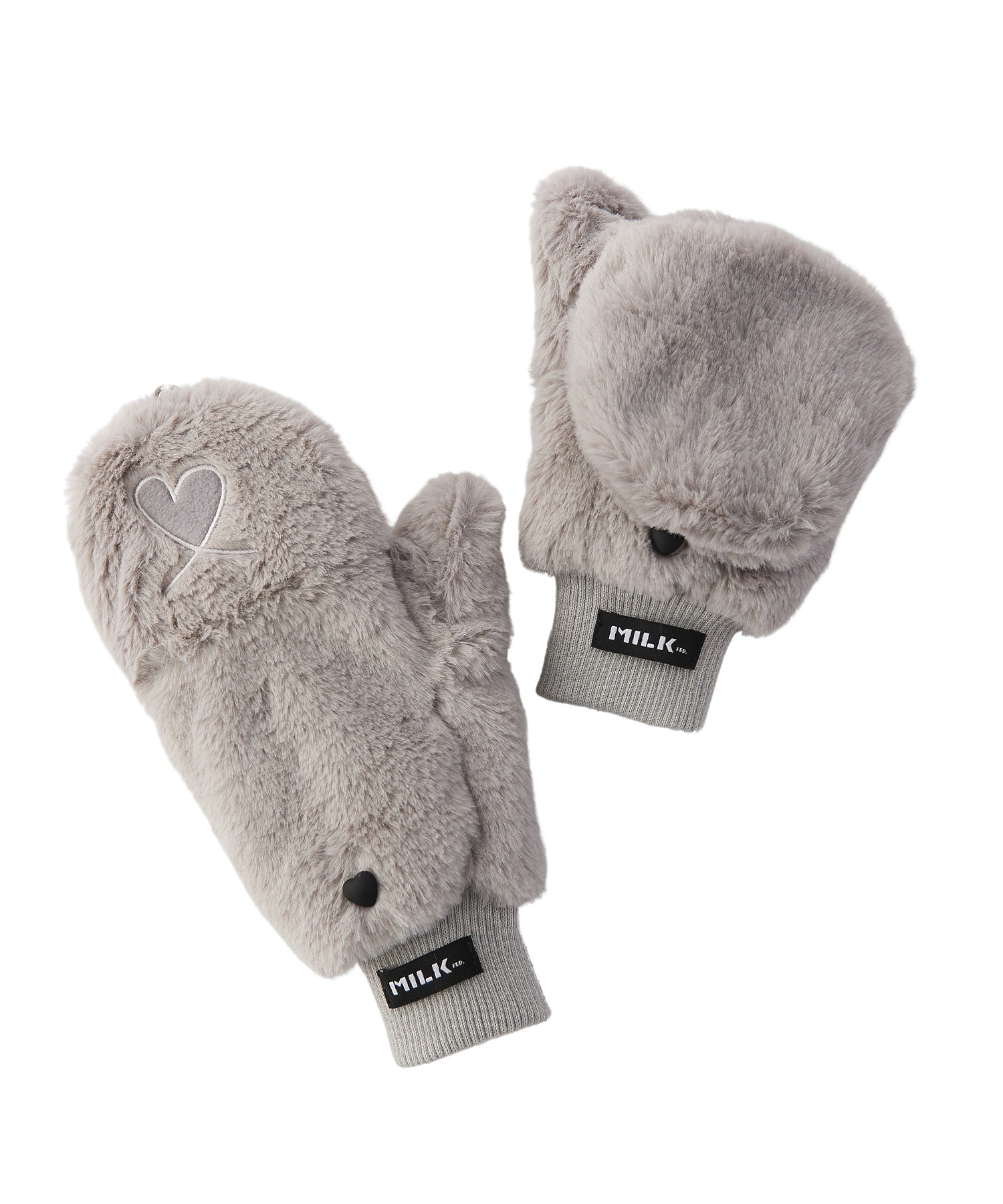 LOVE HEART FAUX FUR MITTENS