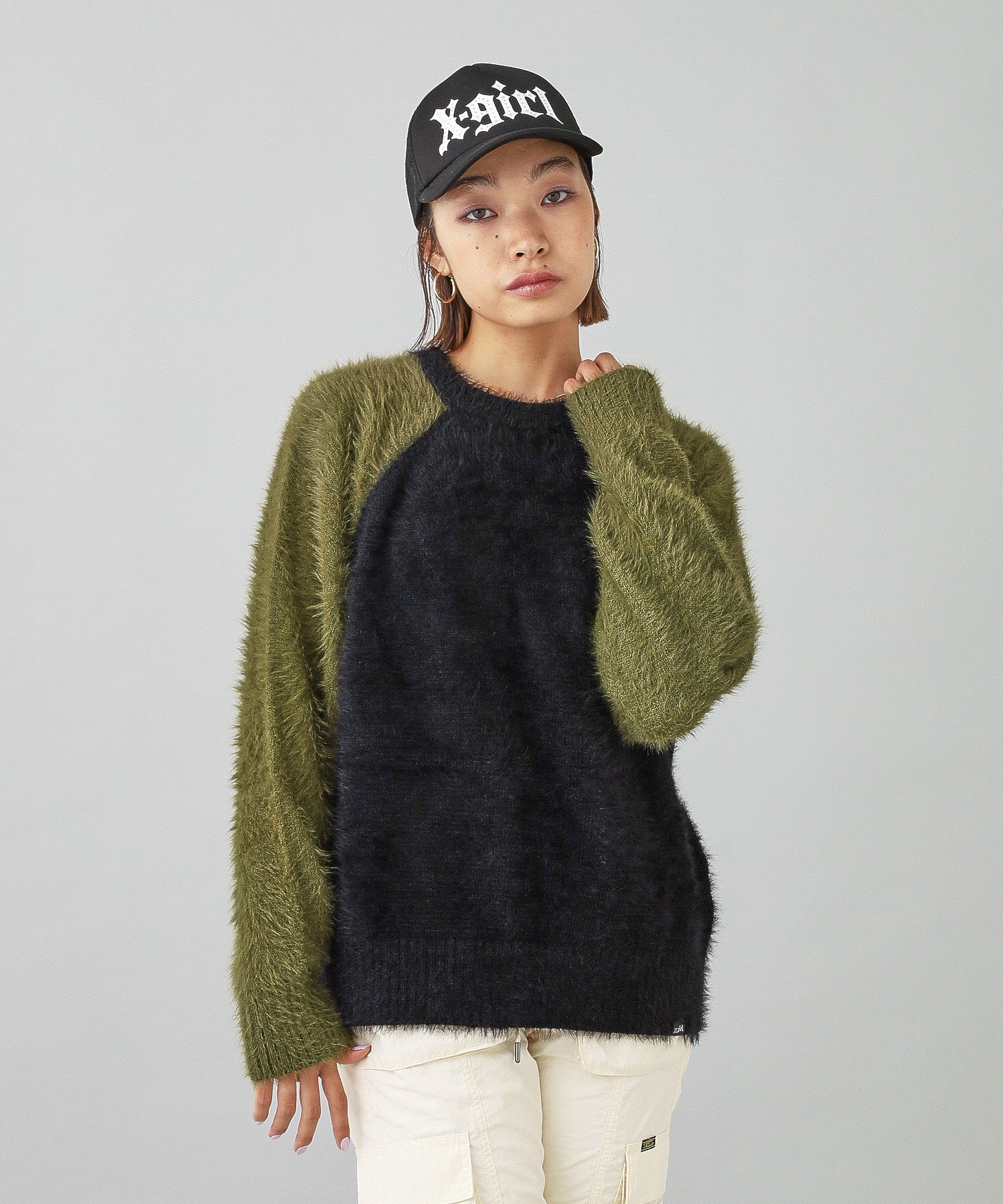 SHAGGY KNIT RAGLAN SLEEVE TOP