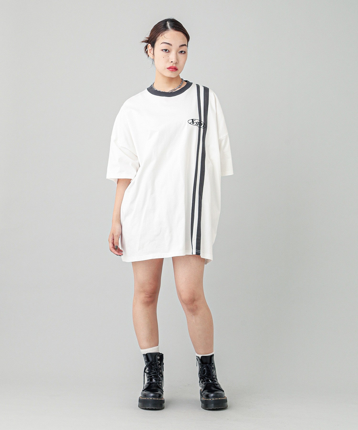 DOUBLE STRIPE S/S BIG TEE DRESS