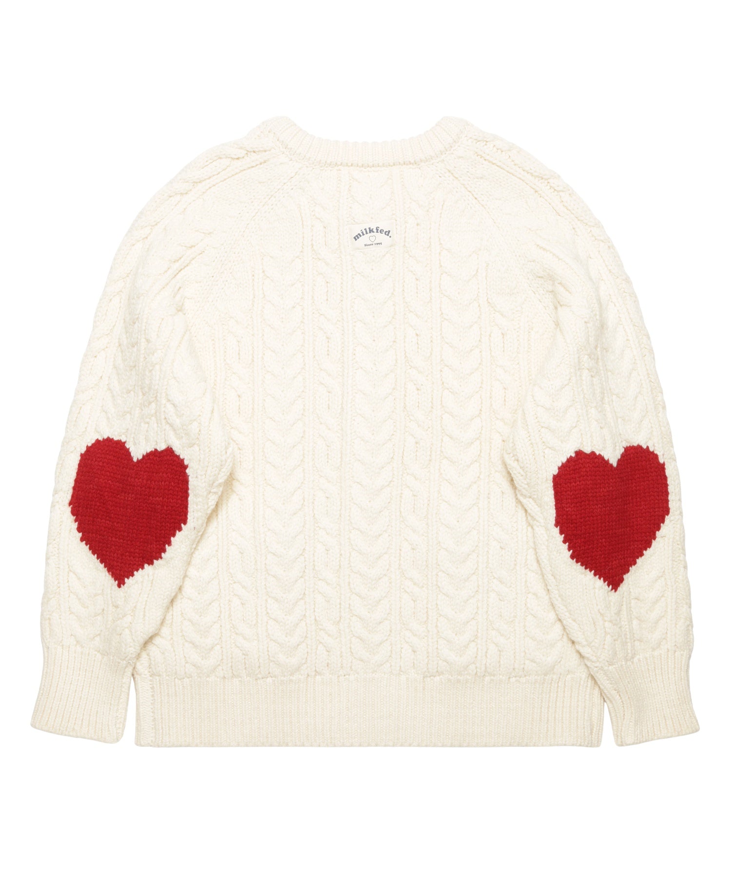 HEART ELBOW CABLE KNIT CARDIGAN