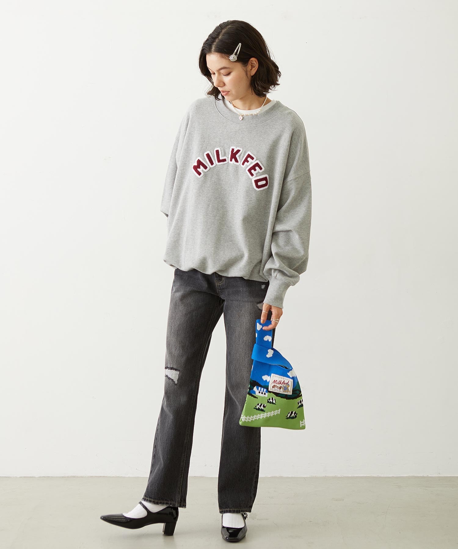 PATCH DRAWSTRING BIG SWEAT TOP