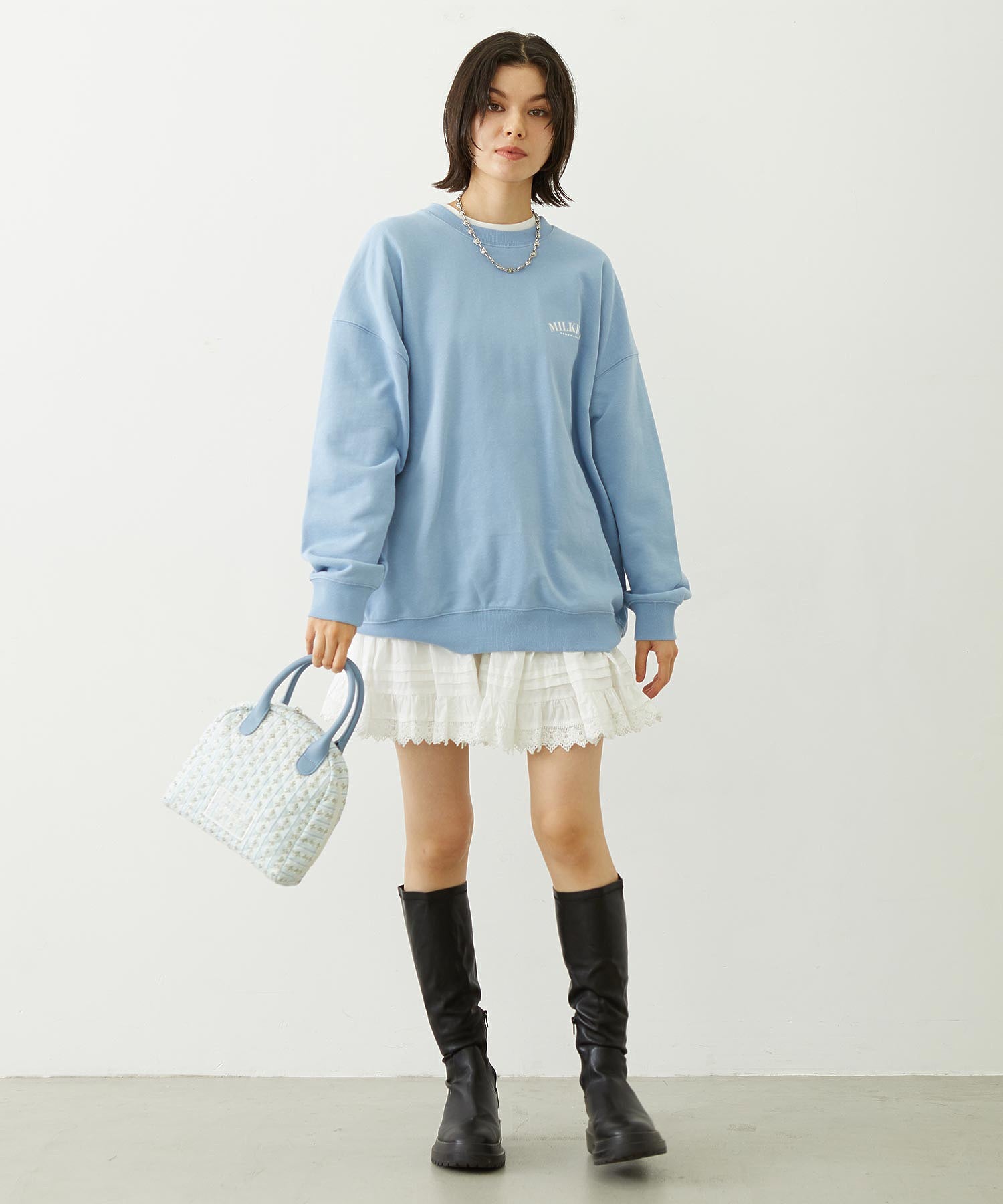 STRIPED FLOWER QUILTED BAG