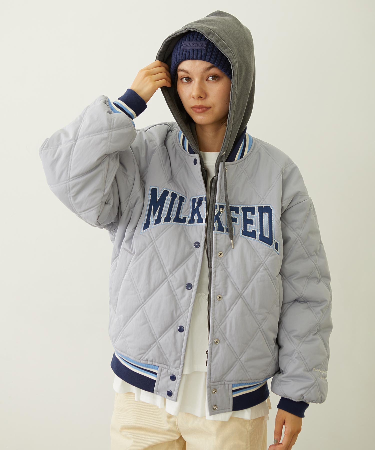 SATIN LOGO PATCH QUILTED JACKET