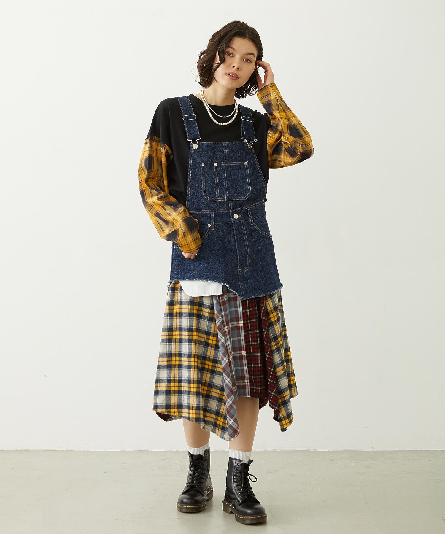 PATCHWORK OVERALL SKIRT