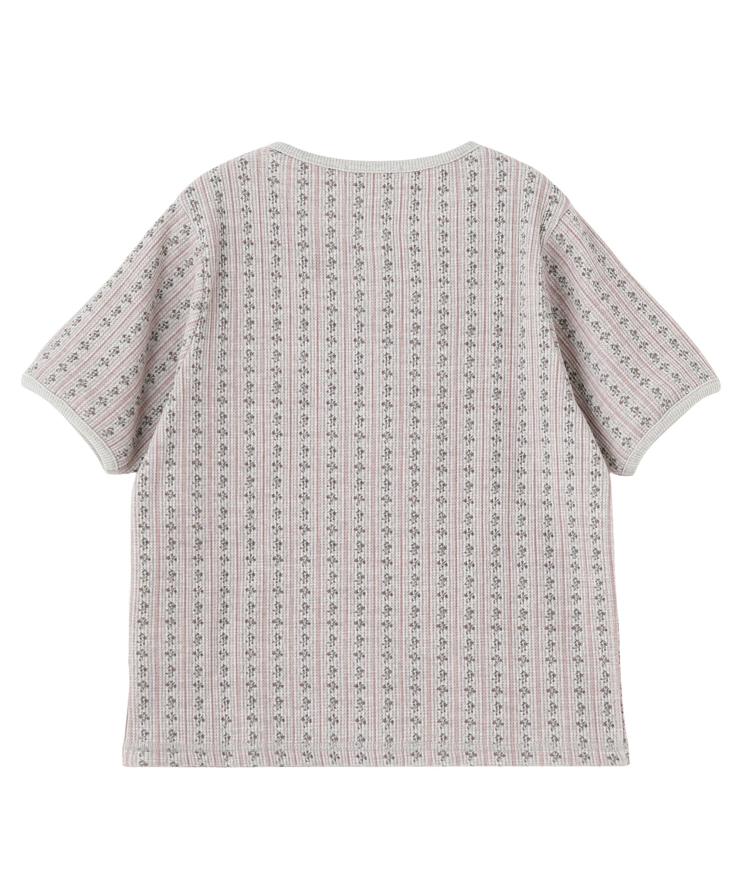 STRIPED FLOWER WAFFLE S/S TOP