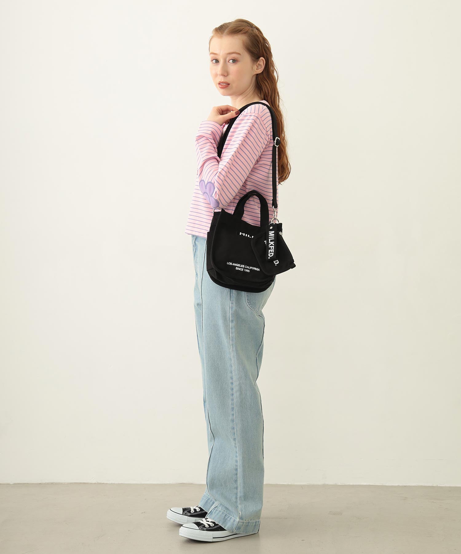 EMBROIDERED BAR MINI SHOULDER BAG W/STRAP MILKFED.