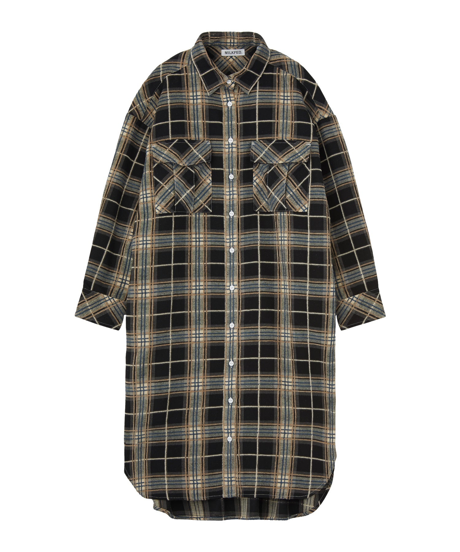 LOGO PLAID SHIRT DRESS