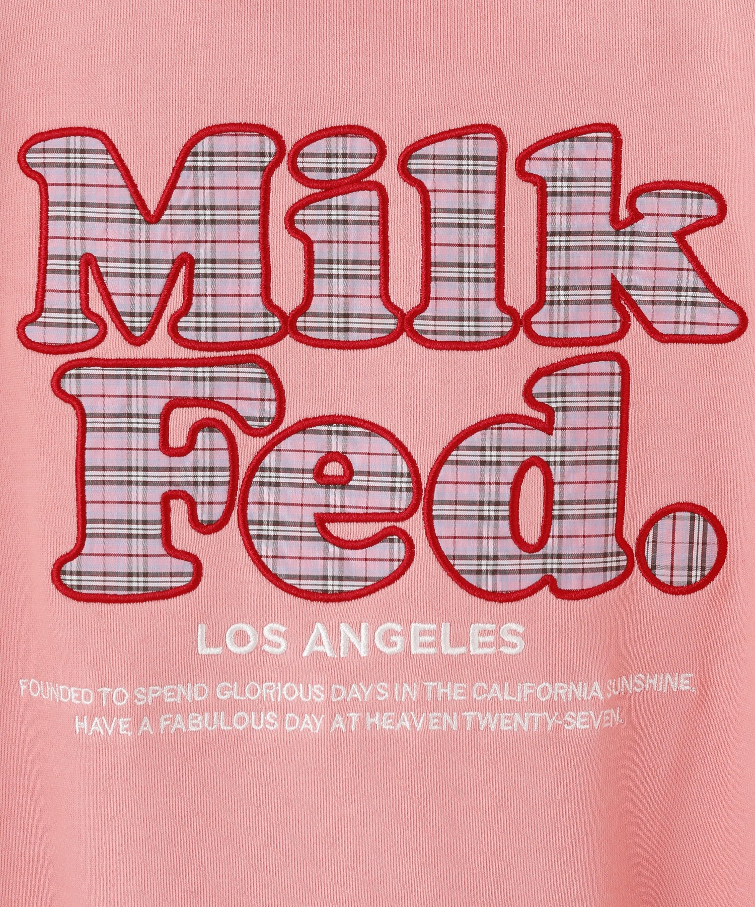MILKFED. PLAID LOGO WIDE CREW SWEAT