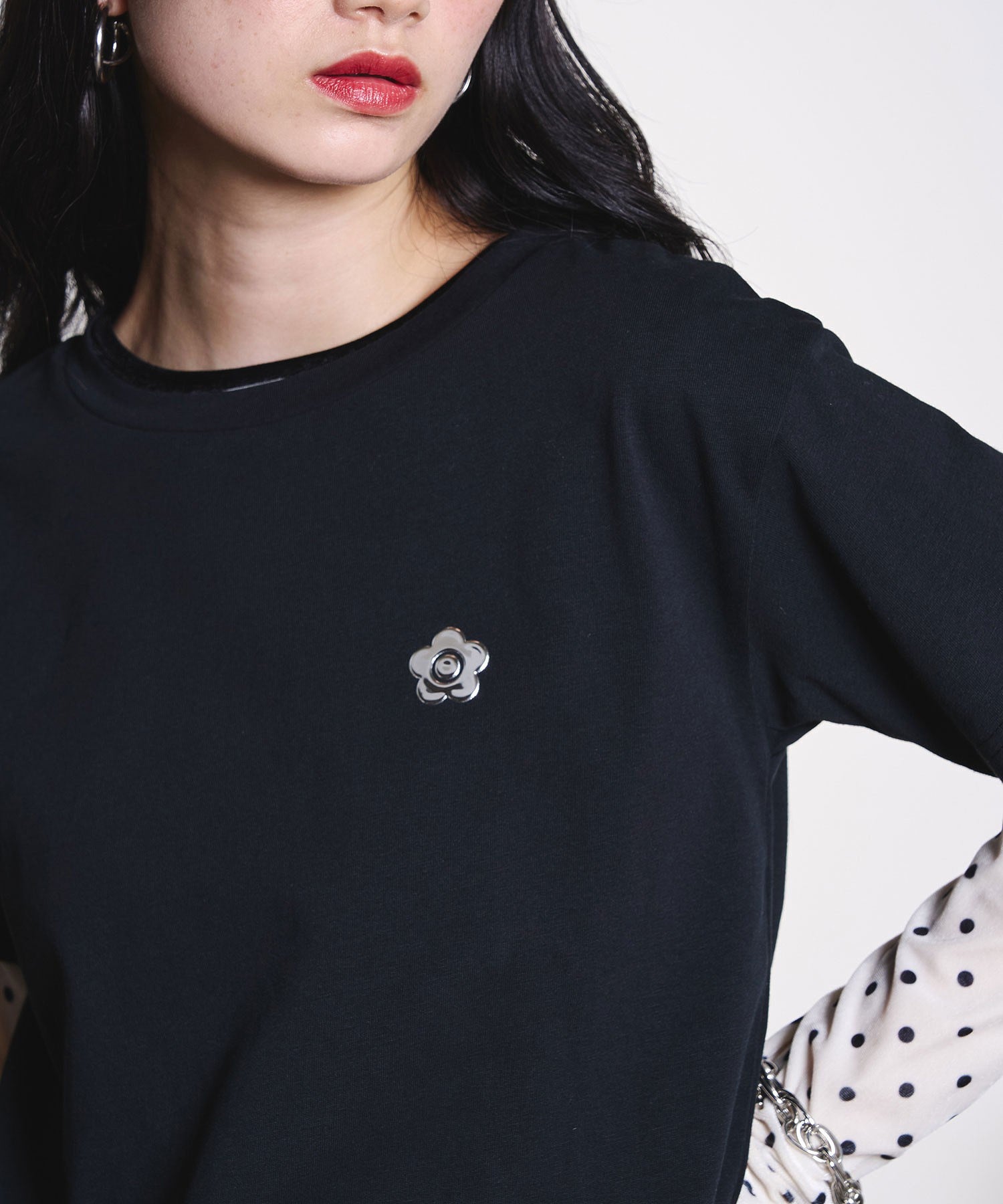 【ROSE BUD別注】MARY QUANT/BACK APPLIQUE T-SHIRT