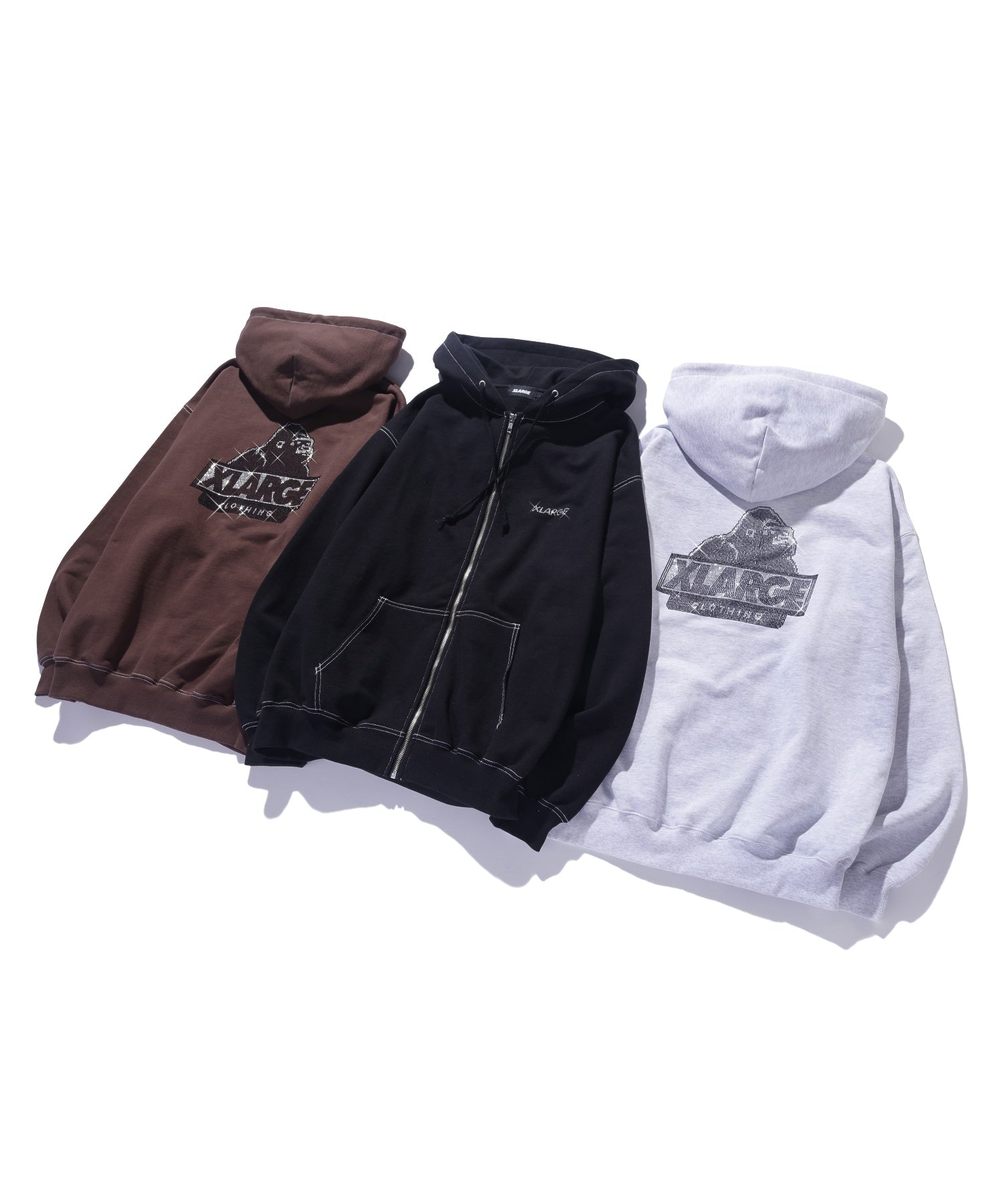 RHINESTONE OG ZIP HOODED SWEATSHIRT