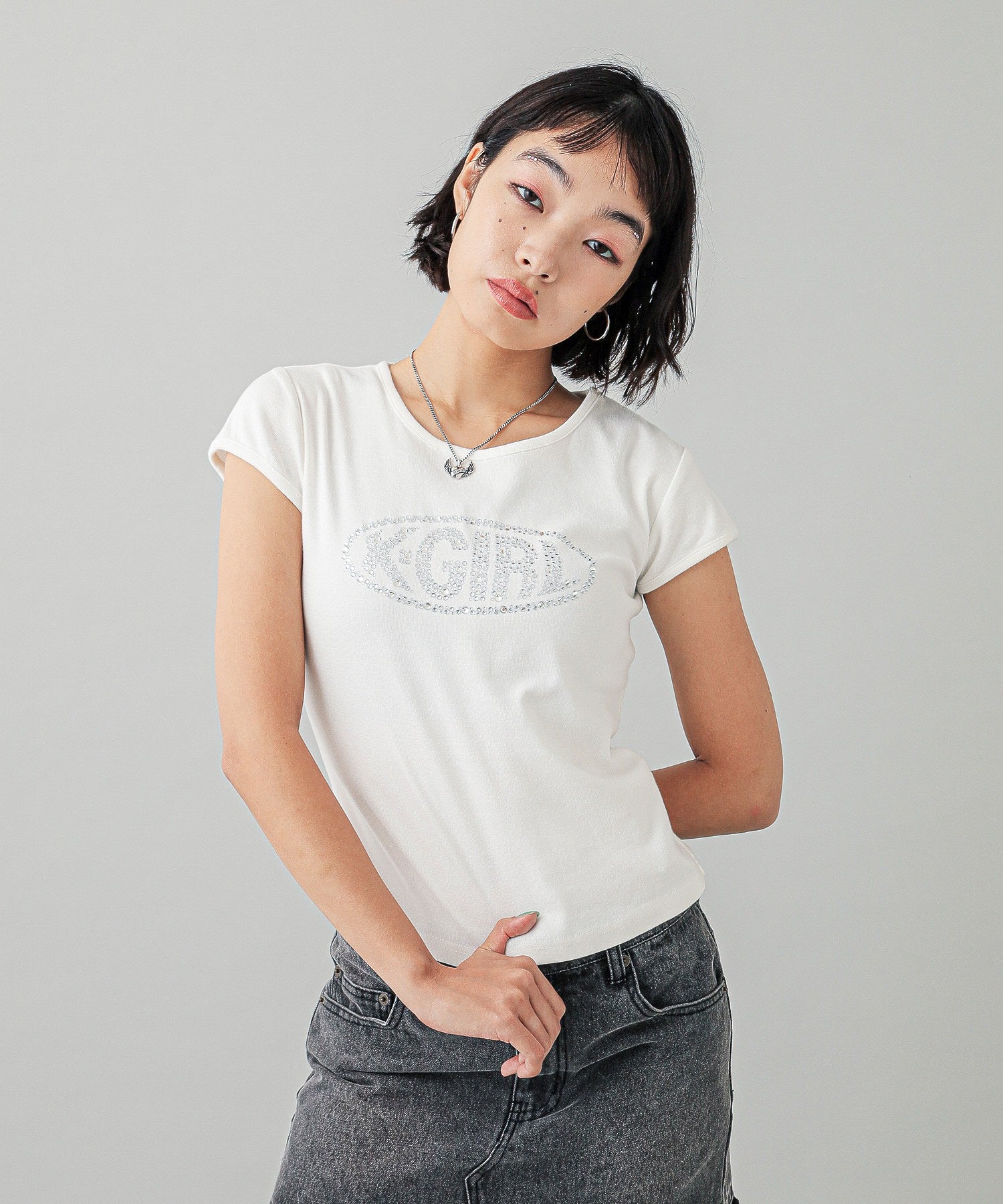 RHINESTONE OVAL LOGO S/S BABY TEE