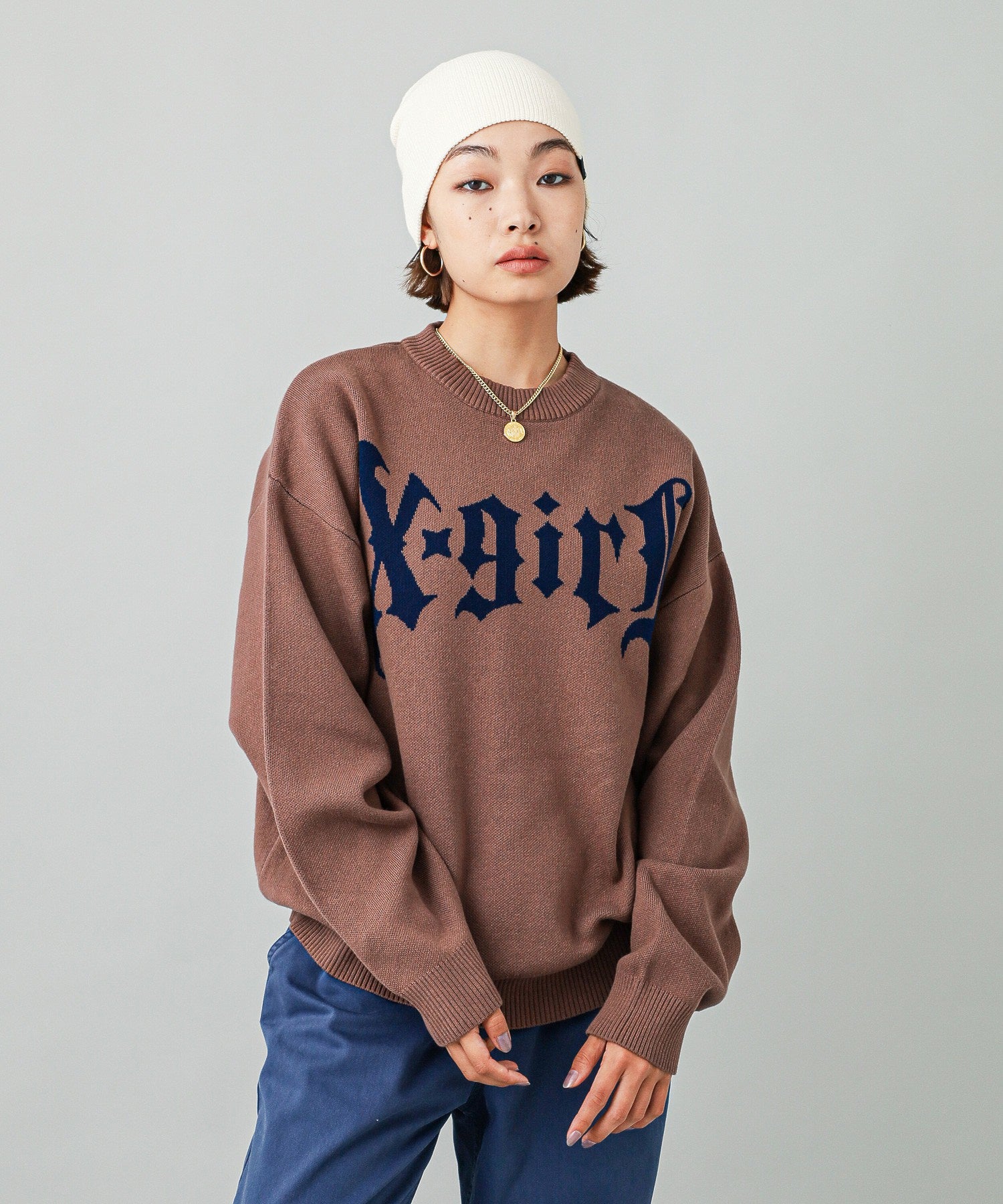 GOTHIC LOGO JACQUARD KNIT TOP