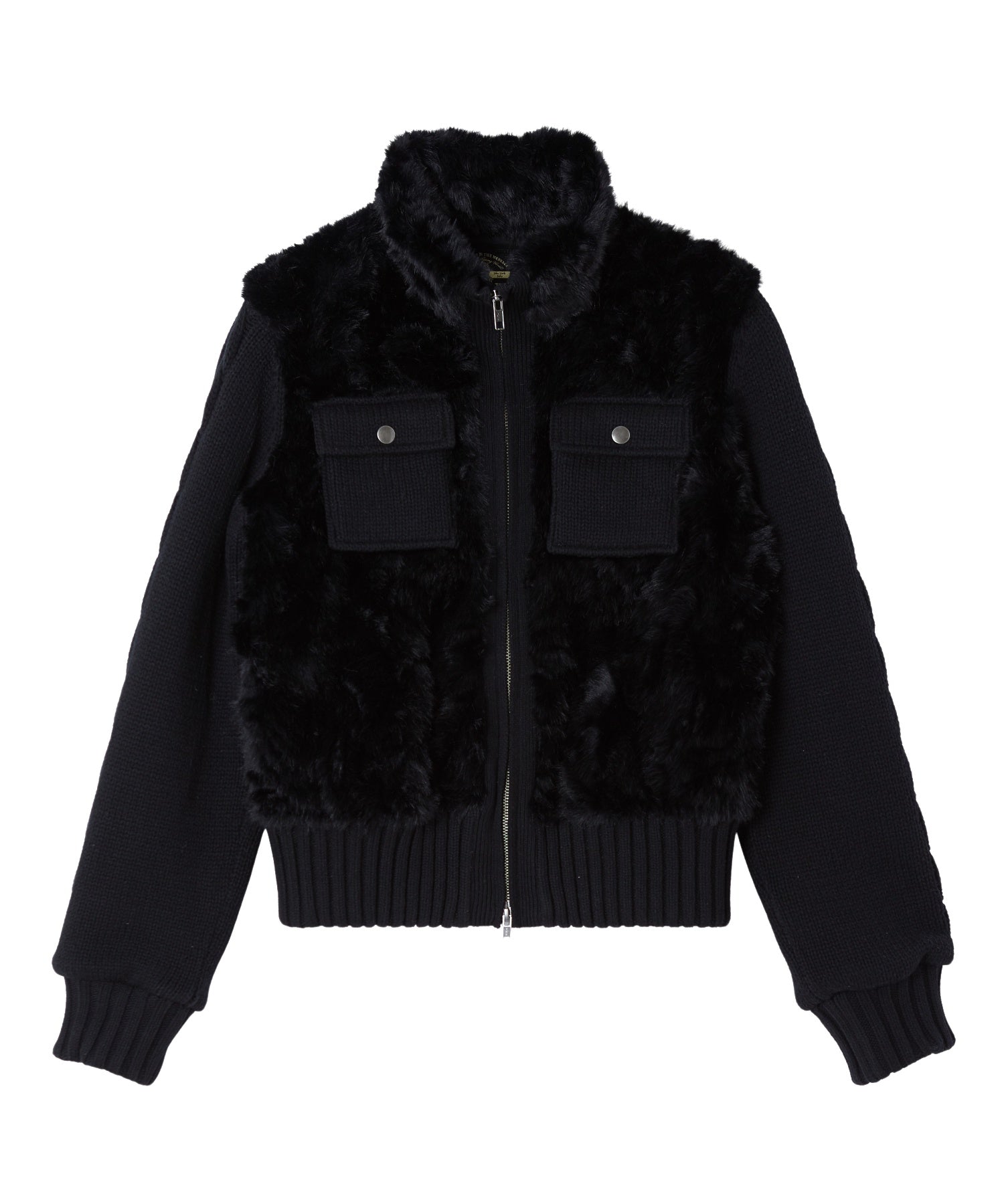 FAUX FUR AND KNIT JACKET