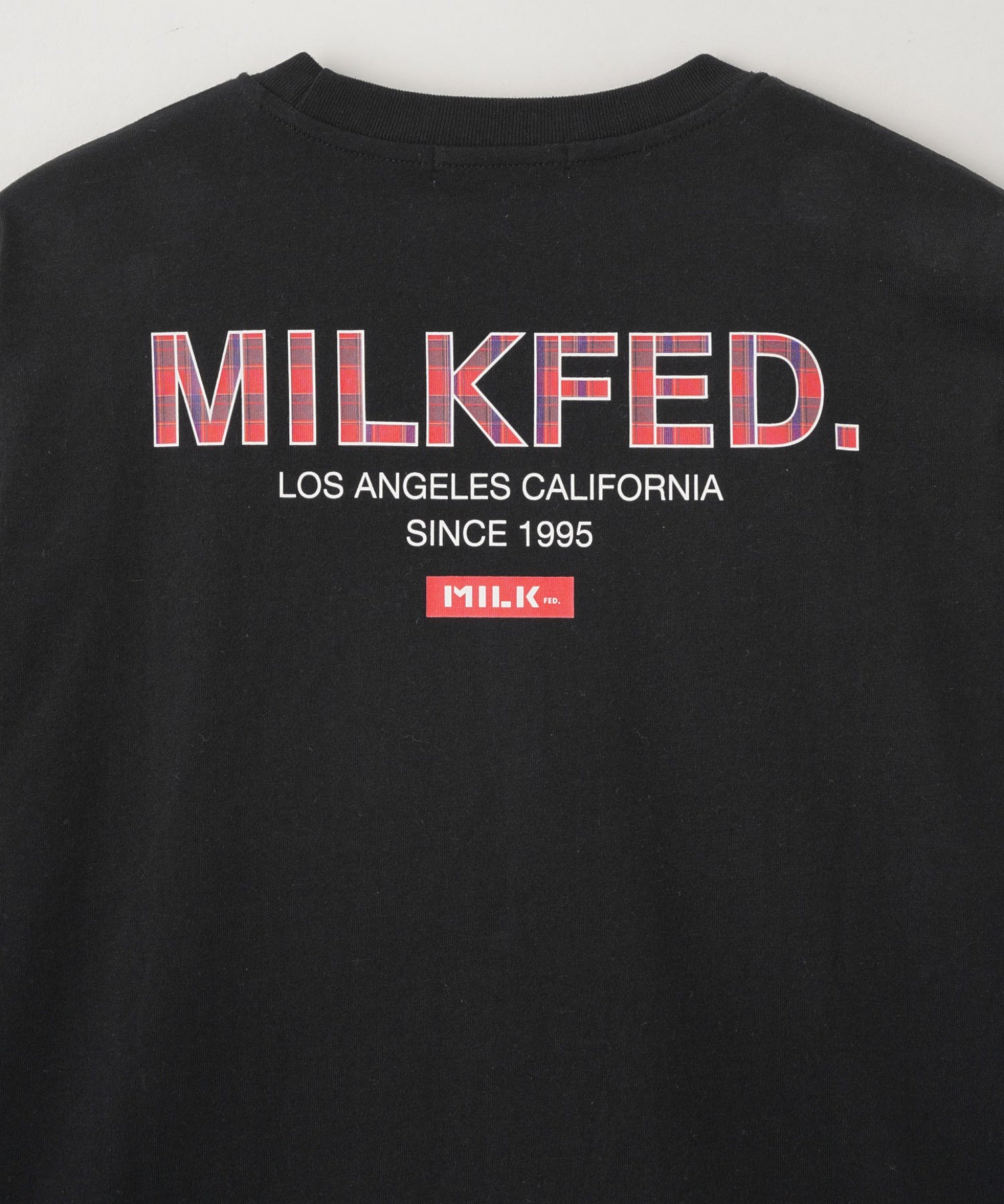 MILKFED. PLAID LOGO L/S TEE