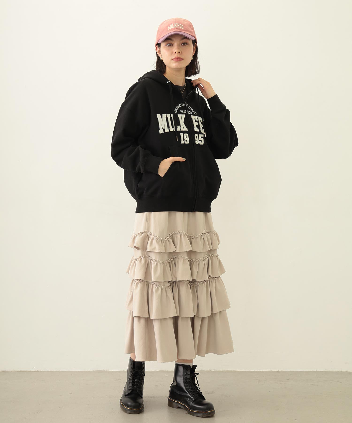 COLLEGE PATCH ZIP UP HOODIE