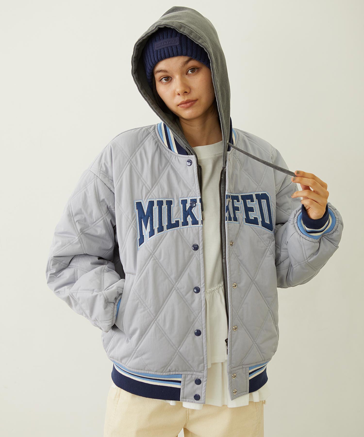 SATIN LOGO PATCH QUILTED JACKET