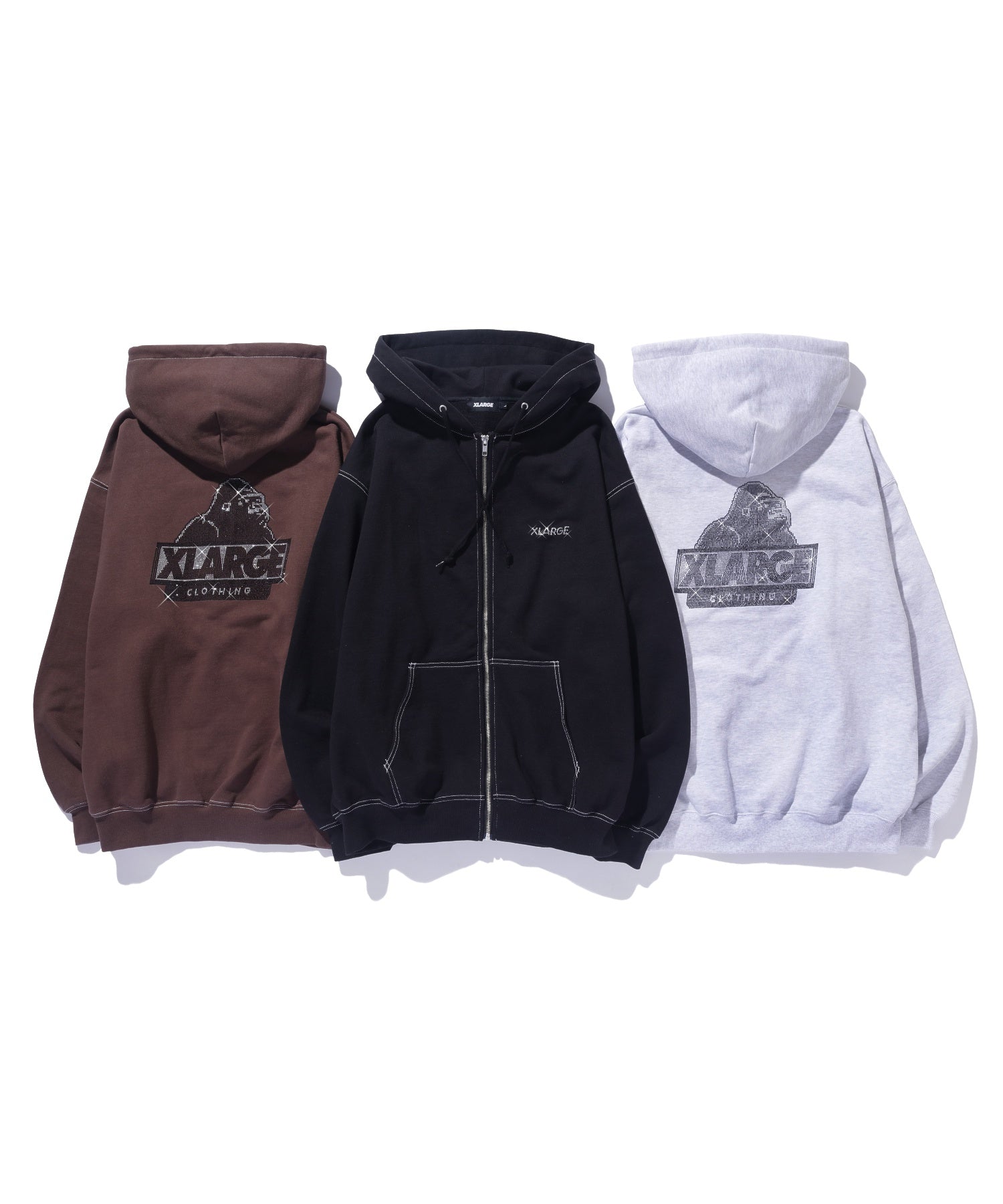 RHINESTONE OG ZIP HOODED SWEATSHIRT